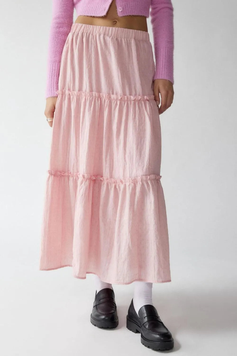 Frill Elastic Waist Skirt - cas7m
