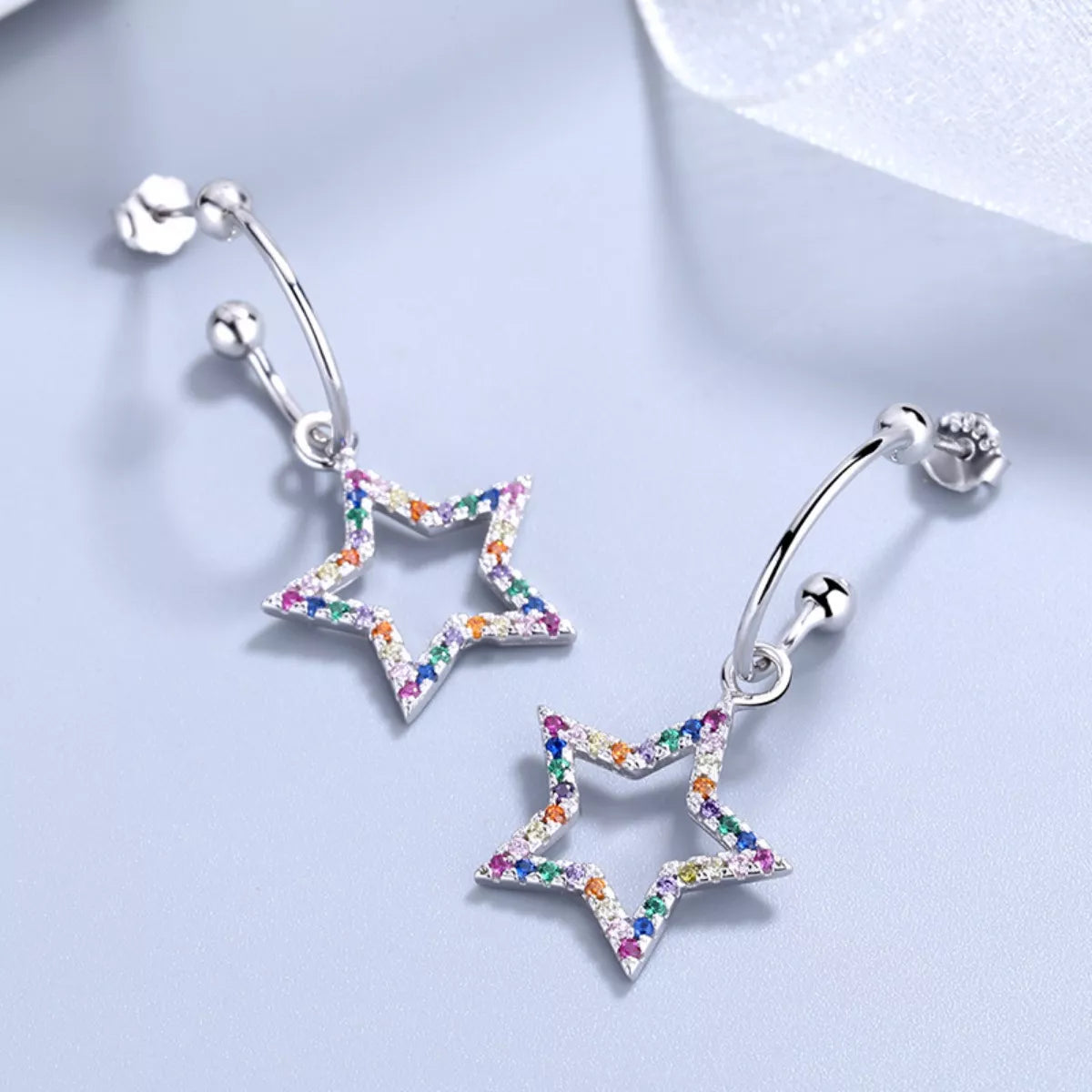 Star C-Hoop Dangle Earrings - cas7m