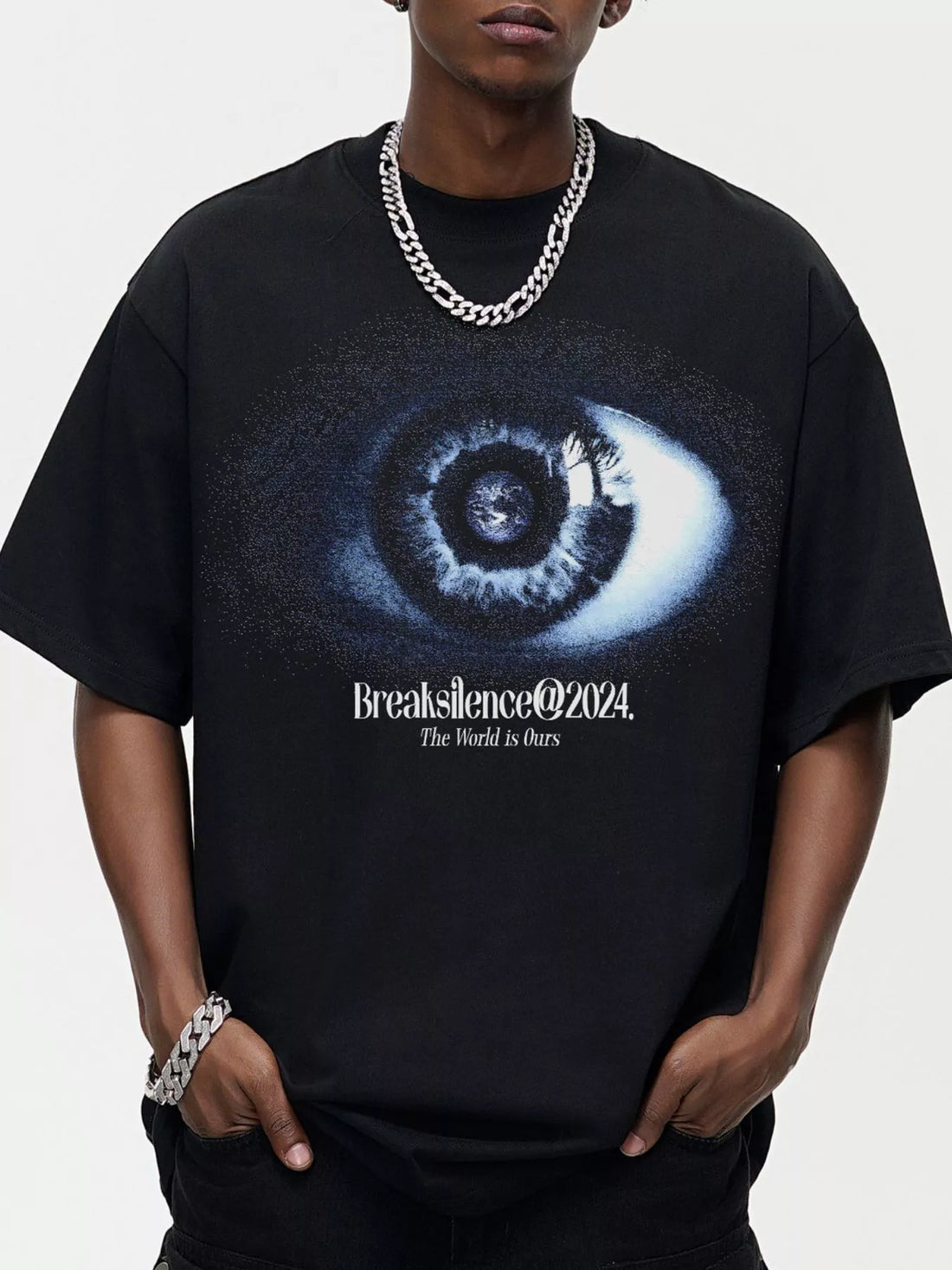 Men's Graphic Round Neck Oversized T-Shirt - cas7m