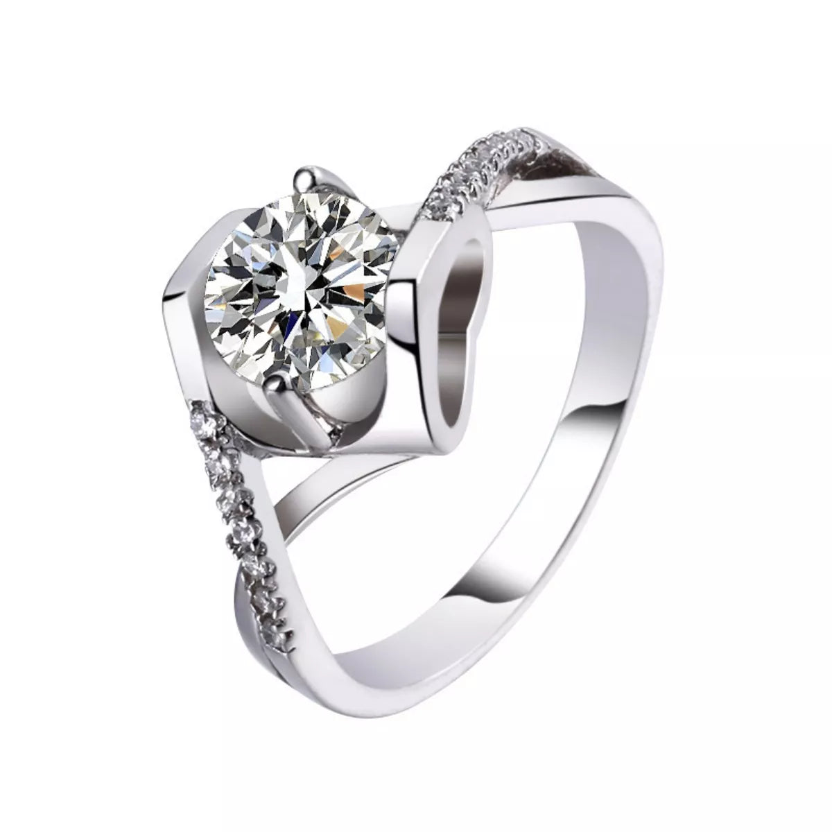 1 Carat 925 Sterling Silver Moissanite Ring - cas7m