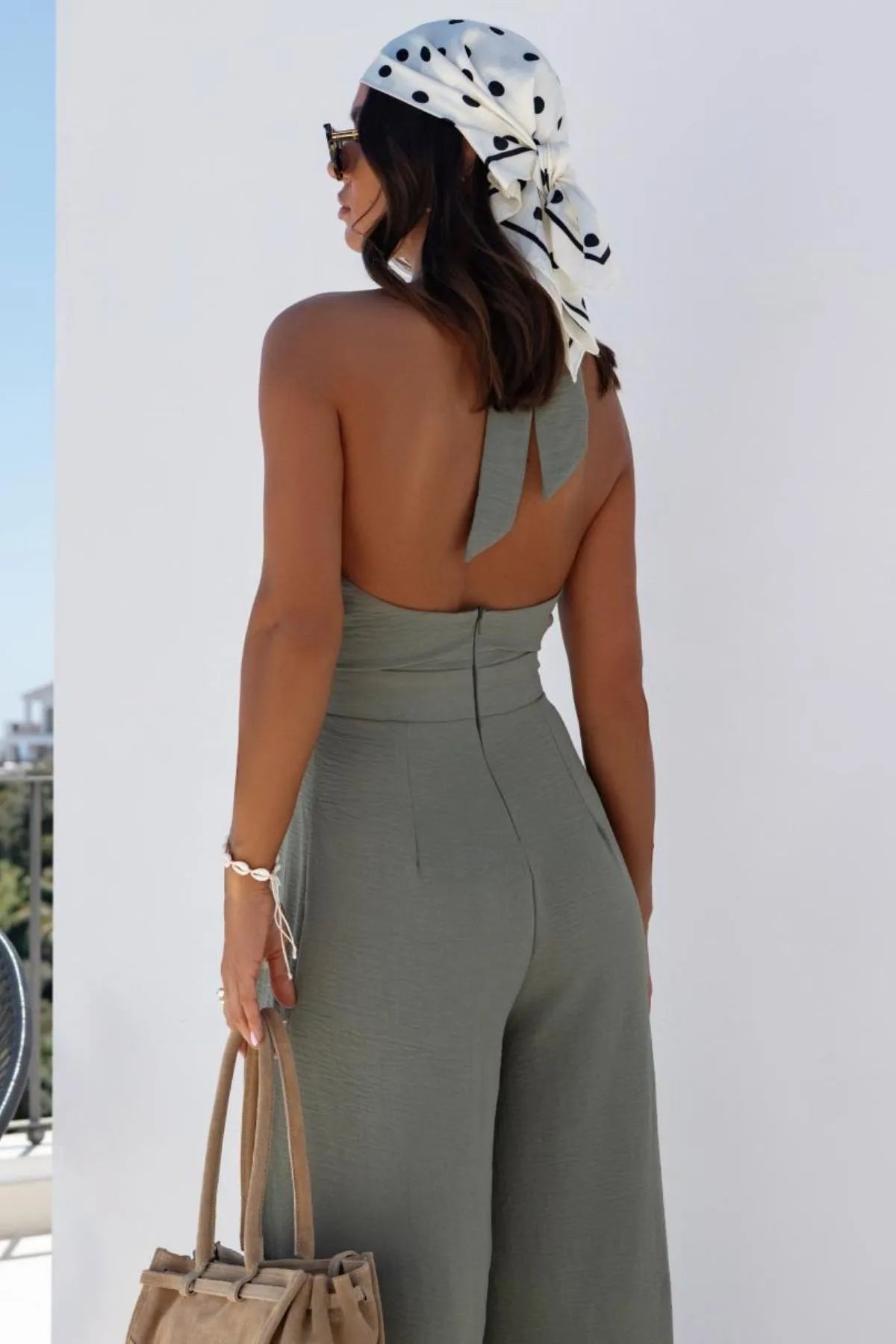 Crisscross Cutout Backless Maxi Dress - 100% Polyester Elegance - cas7m