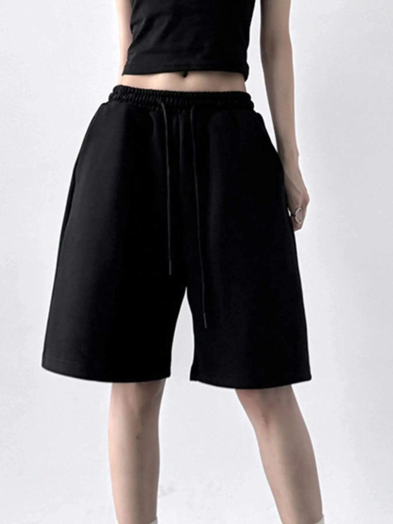 Drawstring Wide Leg Shorts - cas7m