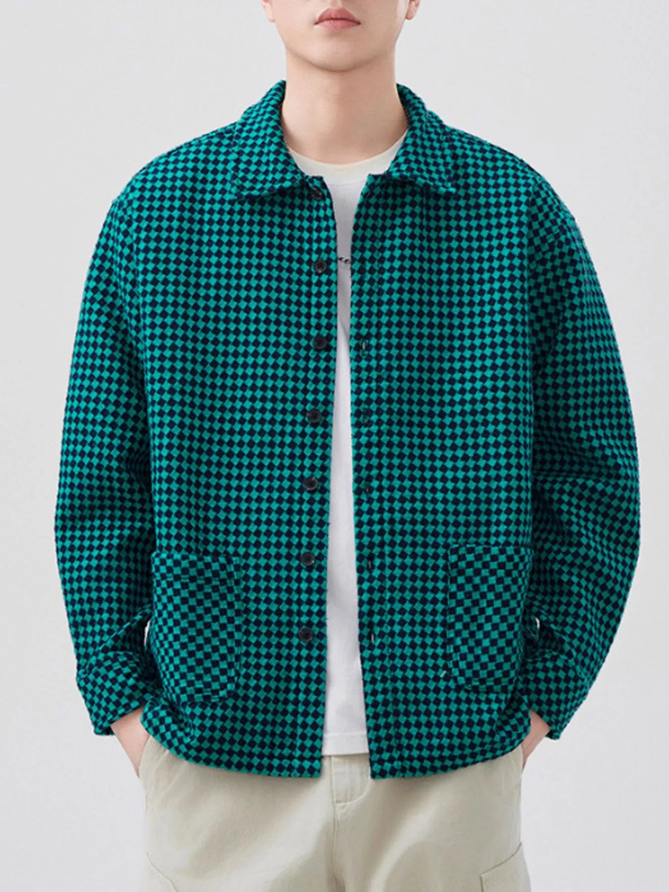 Men's Plus Size Button Up Long Sleeve Shirt - cas7m
