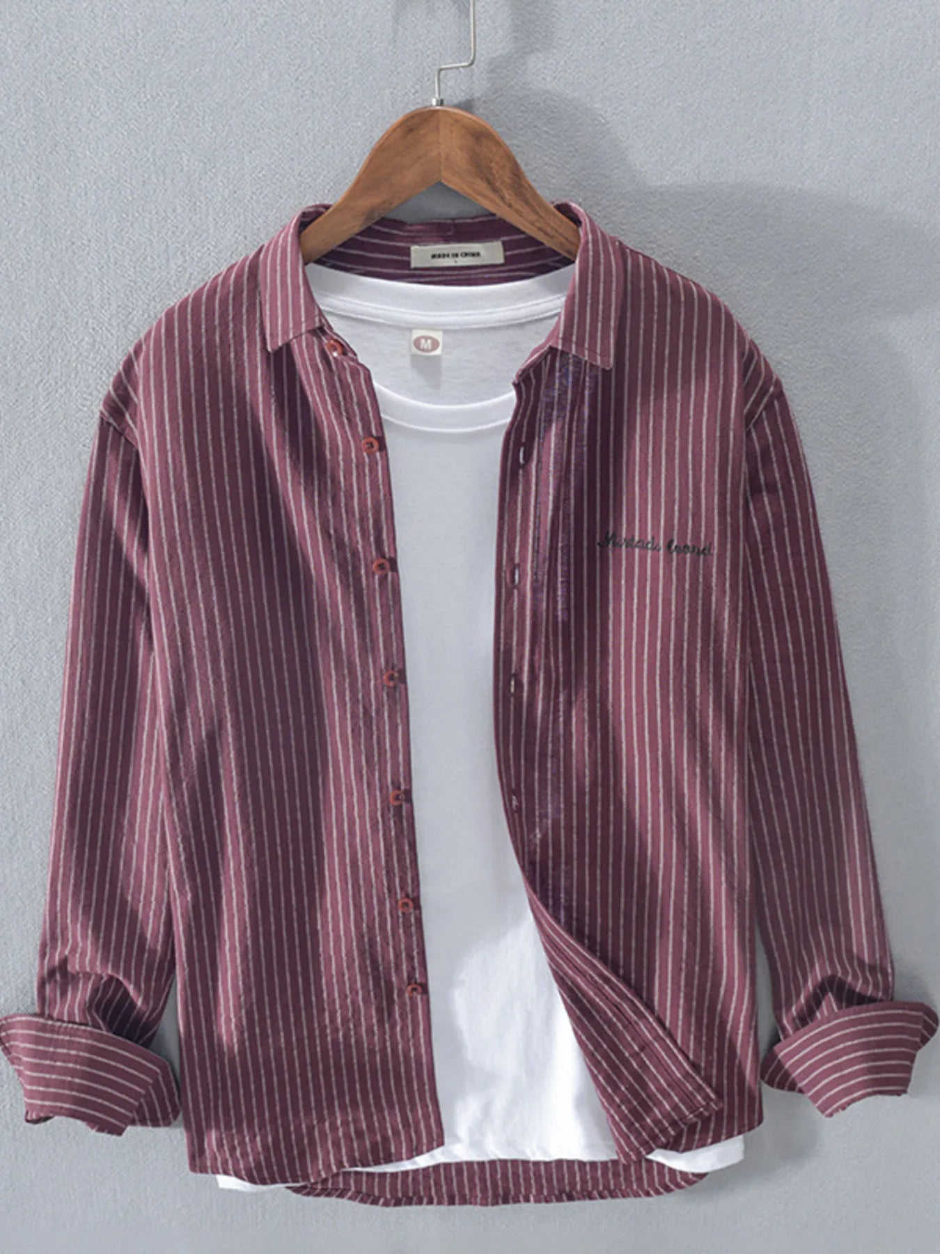 Men's Plus Size Button Up Long Sleeve Shirt - cas7m