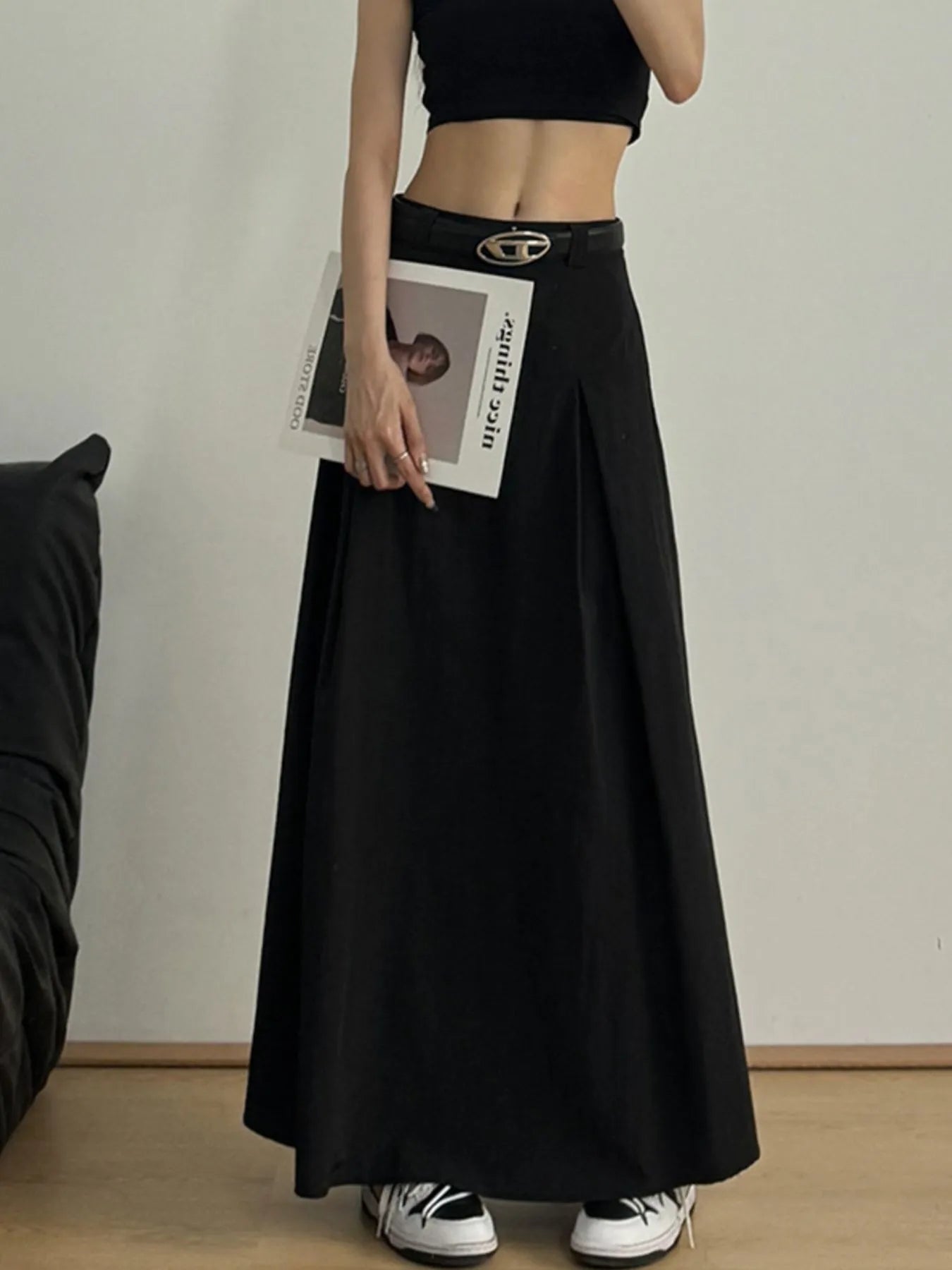 High Waist A-Line Maxi Skirt - cas7m