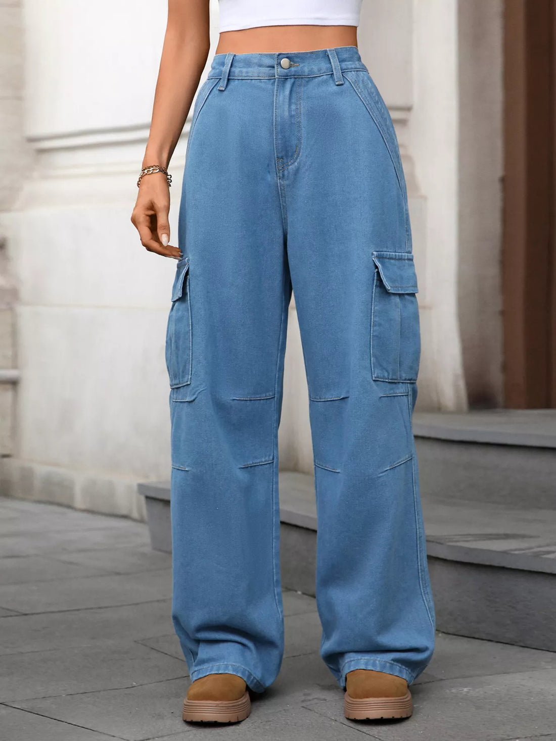 Relaxed Fit Cargo Jeans - cas7m