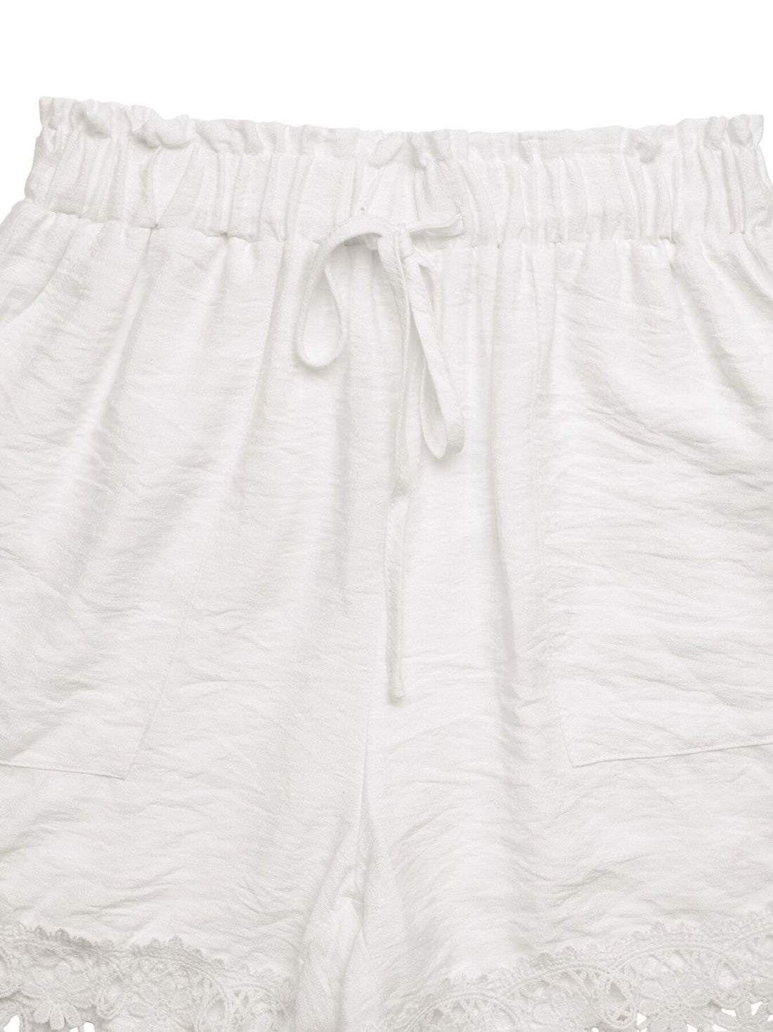 Lace Trim Drawstring Waist Shorts - cas7m