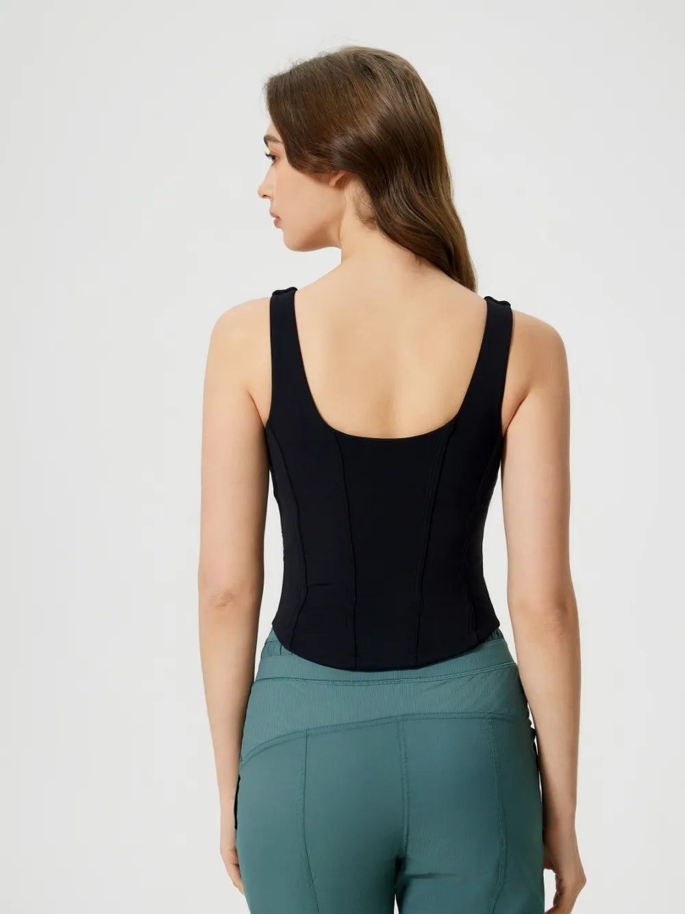 Millennia Round Neck Wide Strap Active Tank with Detachable Chest Pads - cas7m
