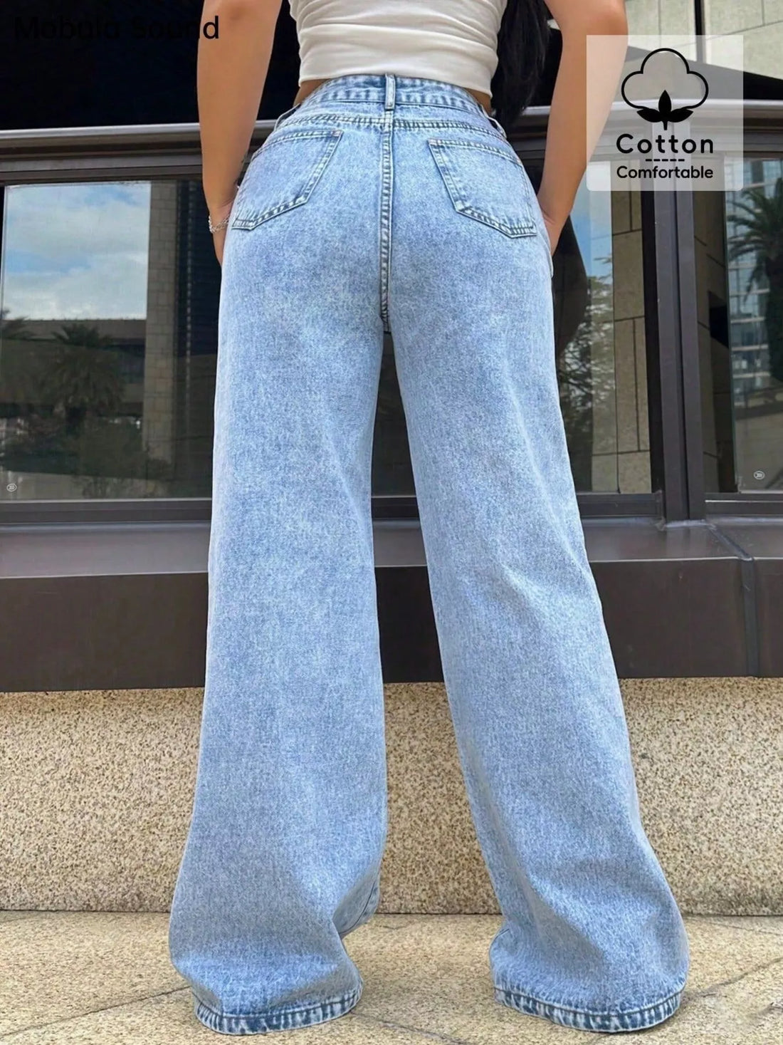 Wide Leg Wash Jeans - cas7m