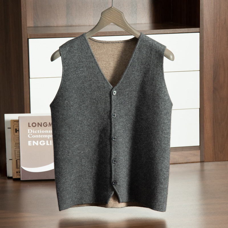 Men's V-neck Vest Premium Casual Knit Vest - cas7m