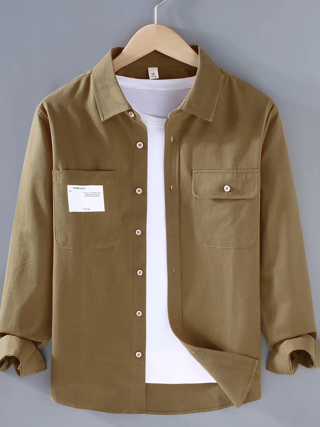 Men's Plus Size Button Up Long Sleeve Shirt - cas7m
