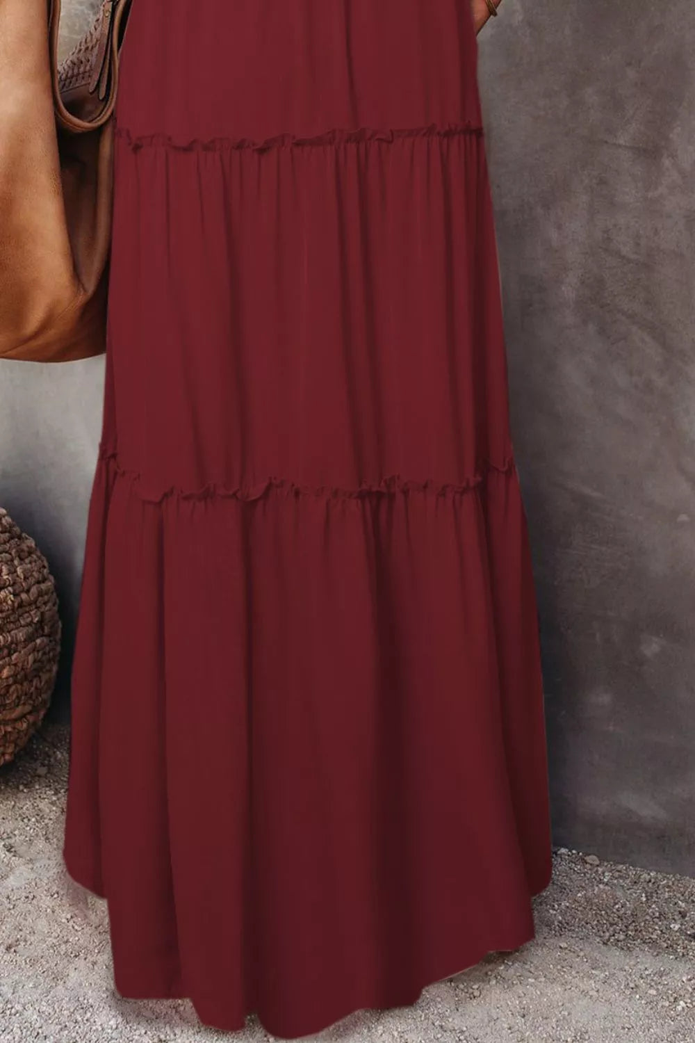 Frilled Flow Tiered Skirt - Drawstring Waist, Polyester Elegance - cas7m