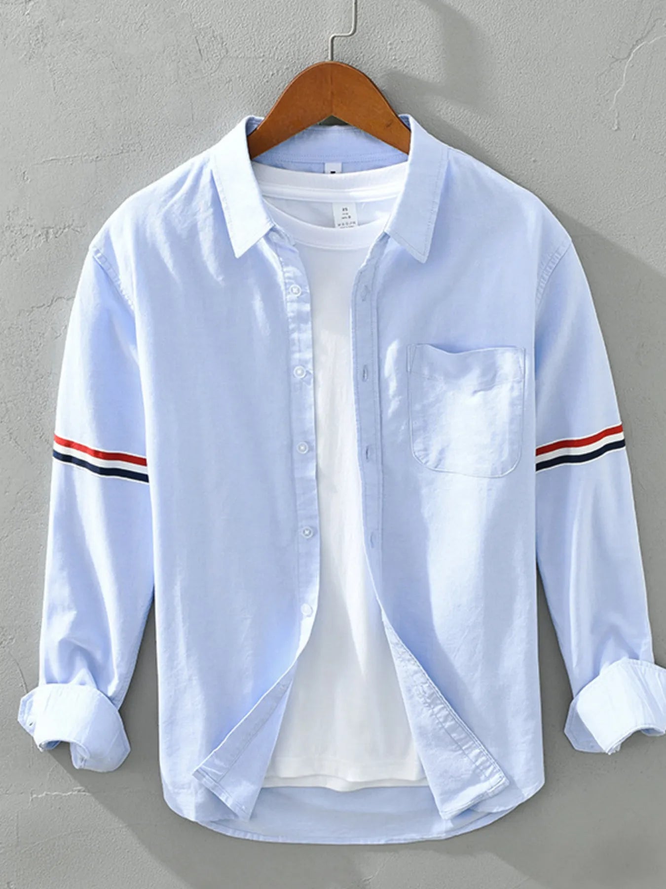 Men's Plus Size Long Sleeve Button-Up Shirt - cas7m
