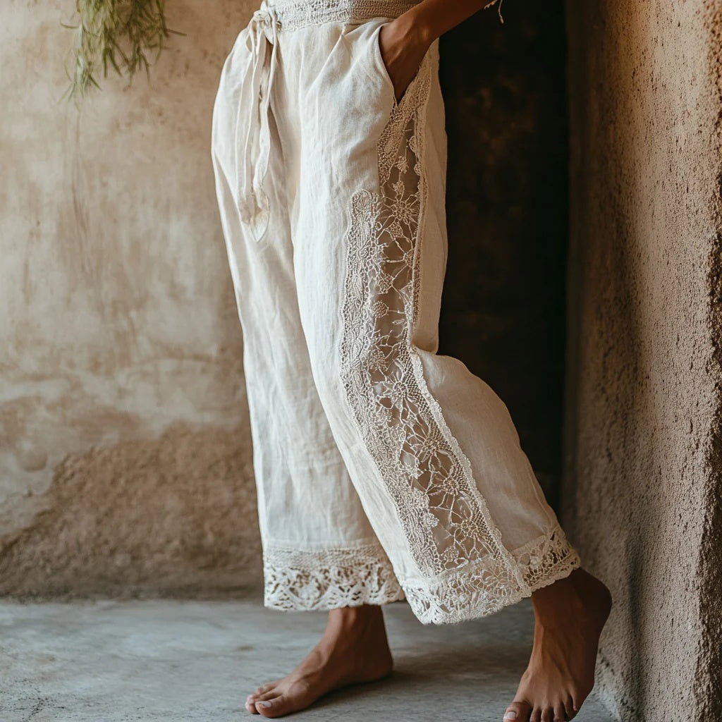 Womens Retro Casual Versatile Wide-leg Pants - cas7m