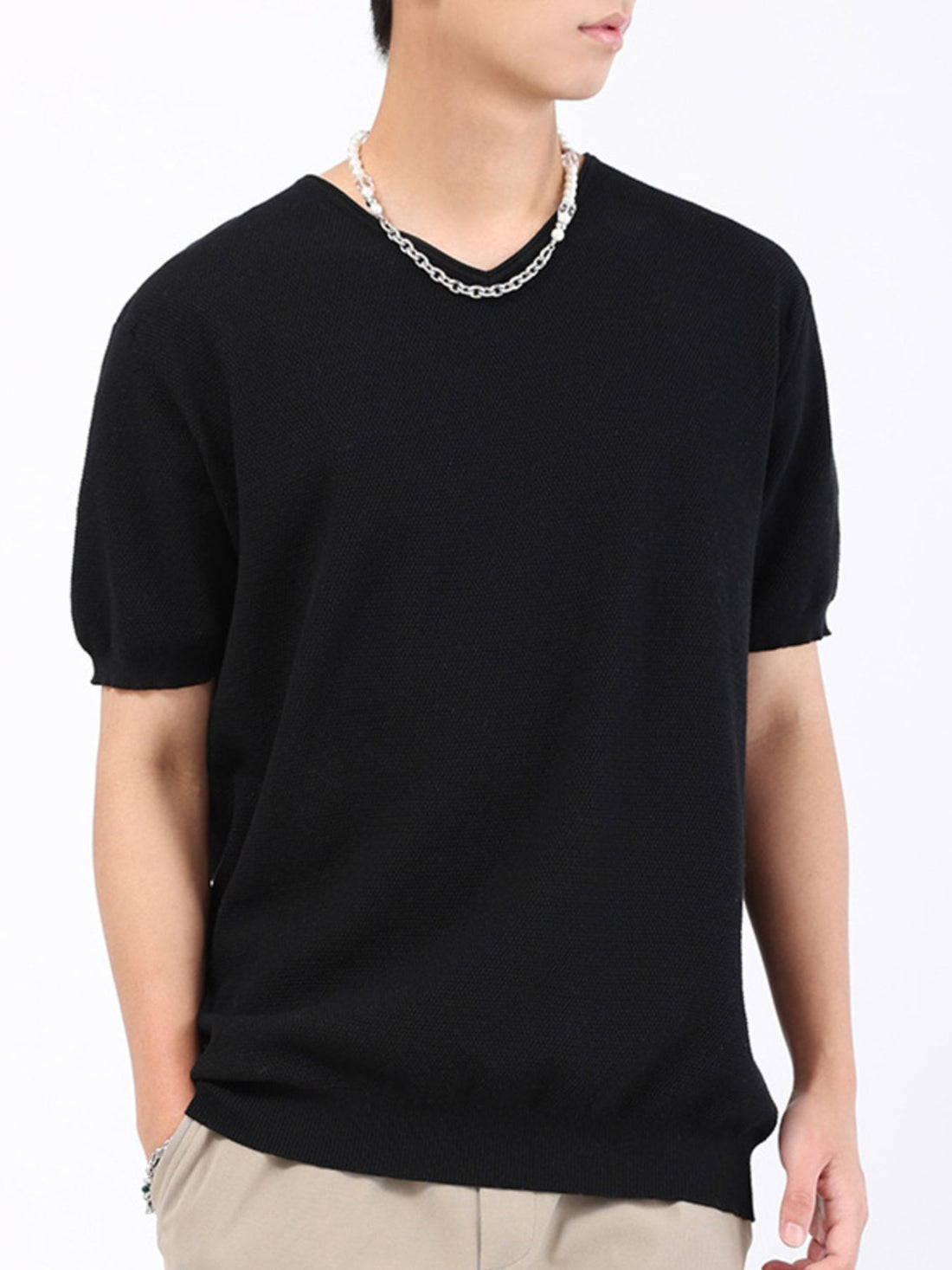 Men's Plus Size Casual Knit Short Sleeve T-Shirt - cas7m