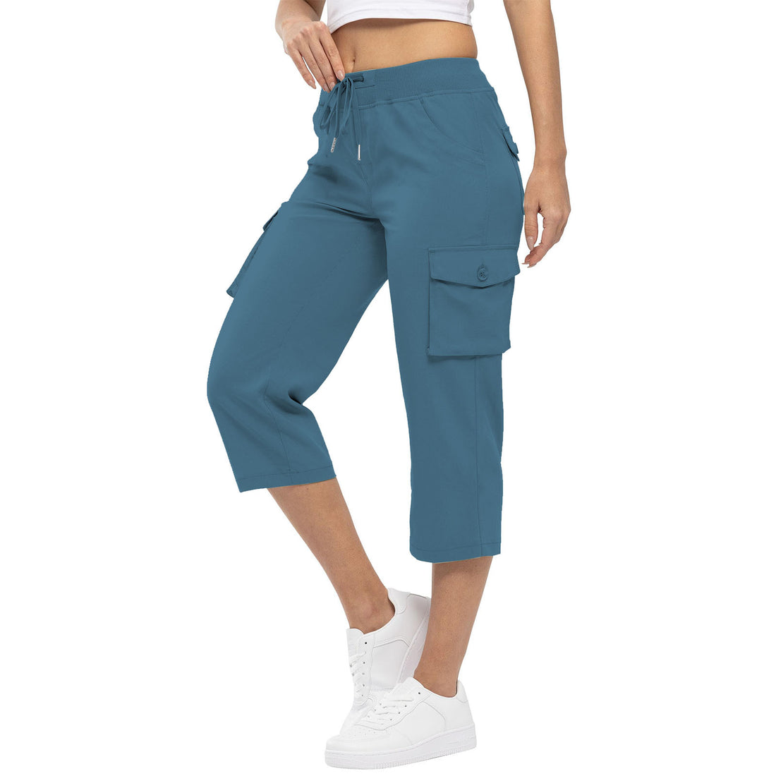Women's High Waist Drawstring Pocket Loose Pants - cas7m