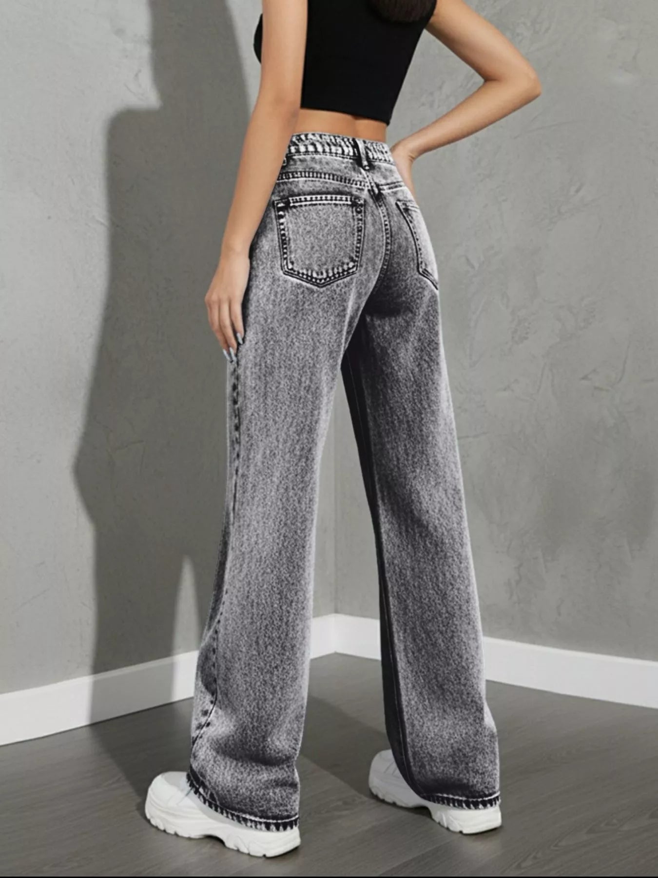 High Waist Wide Leg Jeans - cas7m