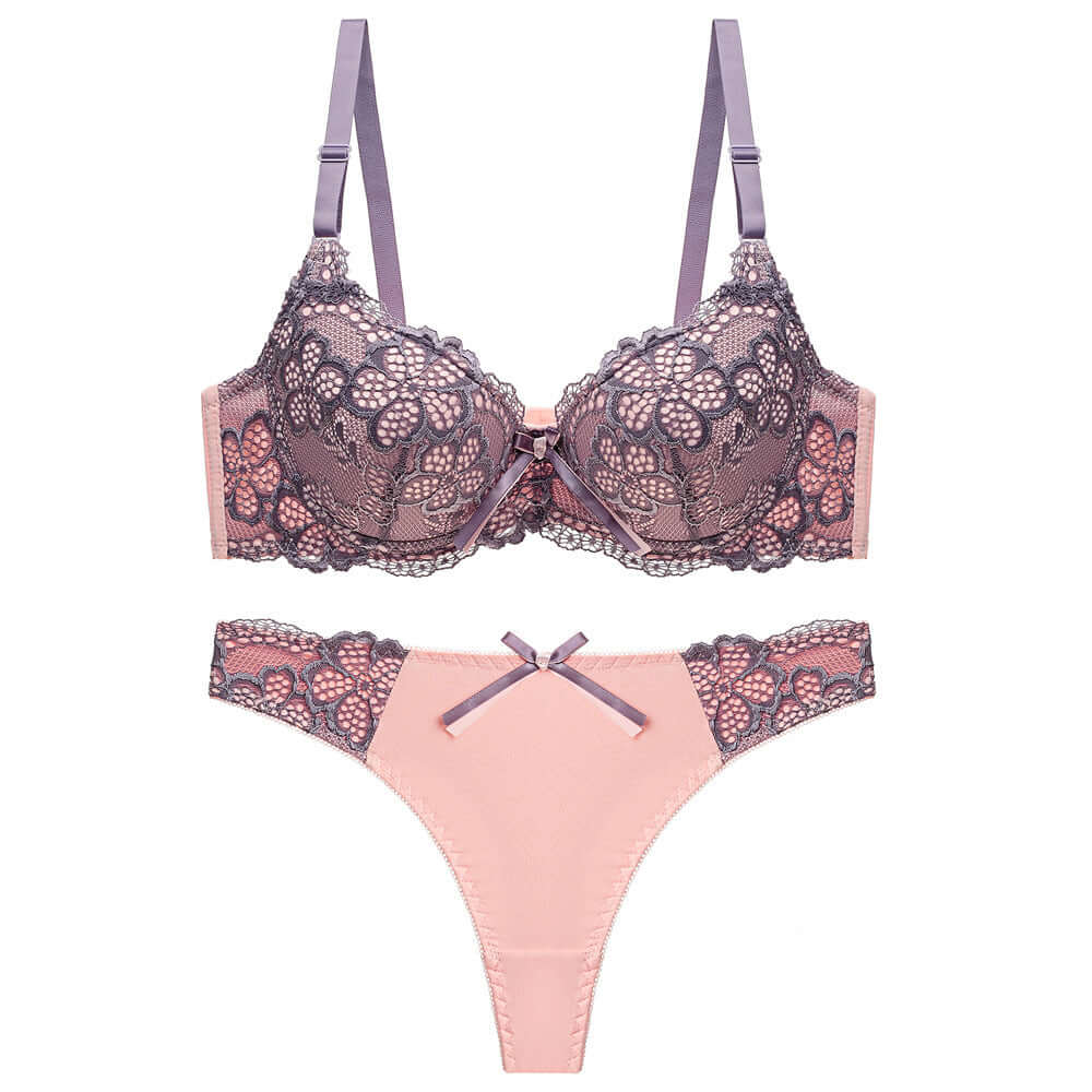 Underwear Push Up Lace Bra Adjustable Bra Set - cas7m