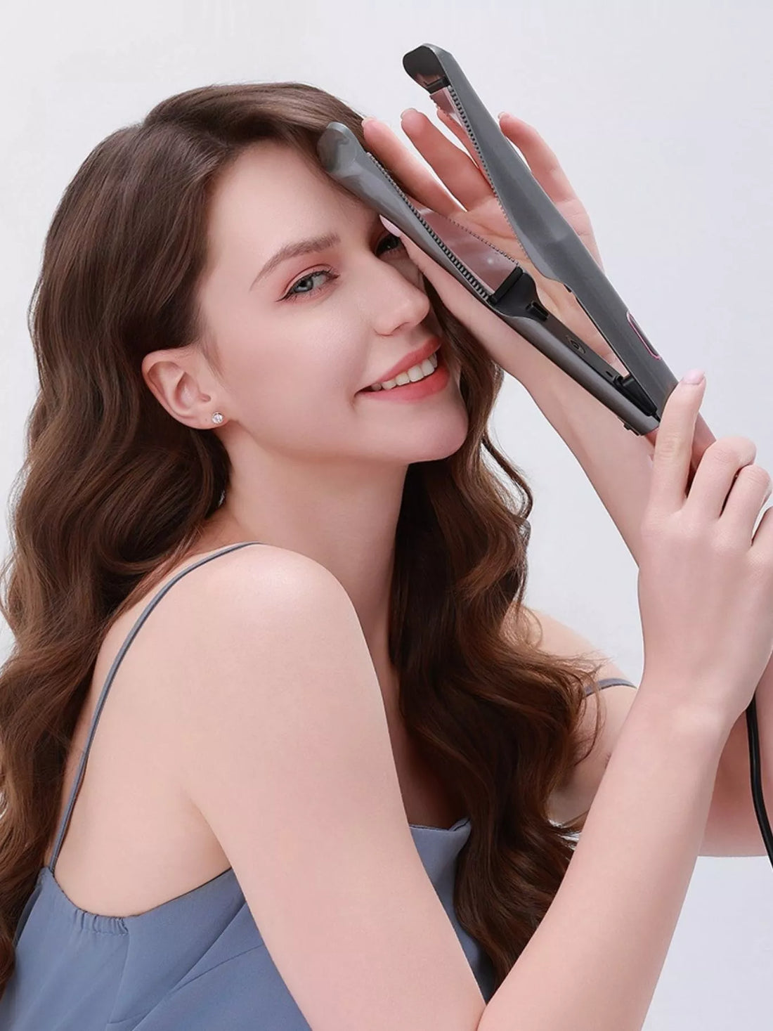 2-in-1 Adjustable Curling & Straightening Iron for Salon-Quality Hair - cas7m
