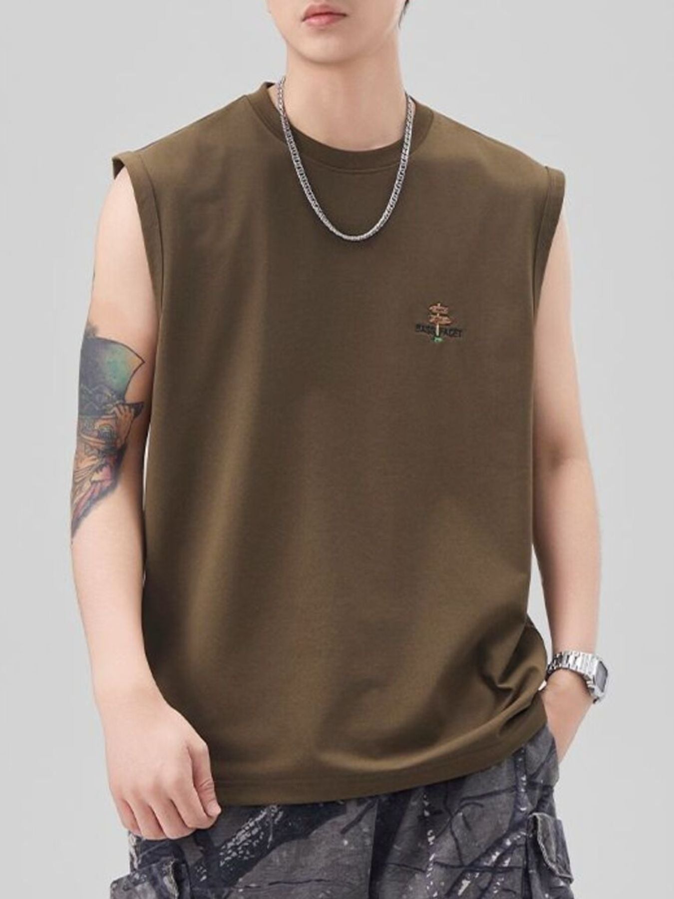 Men's Plus Size Round Neck Tank - cas7m