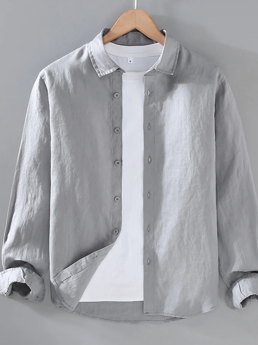 Men's Plus Size Button Up Long Sleeve Shirt - cas7m