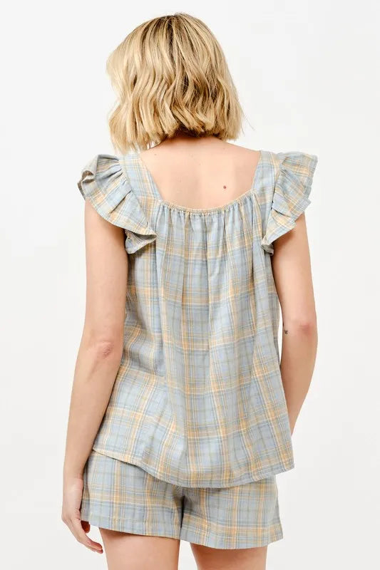And The Why Plaid Print Smocked Detail Casual Shorts - cas7m