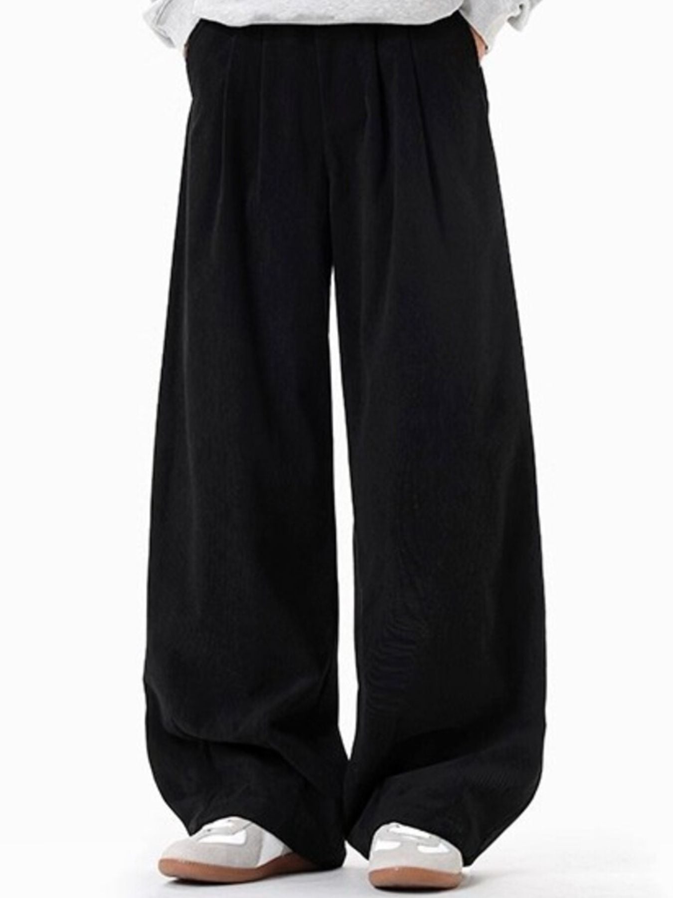 Men's Plus Size Pleated Detail Wide Leg Pants - cas7m