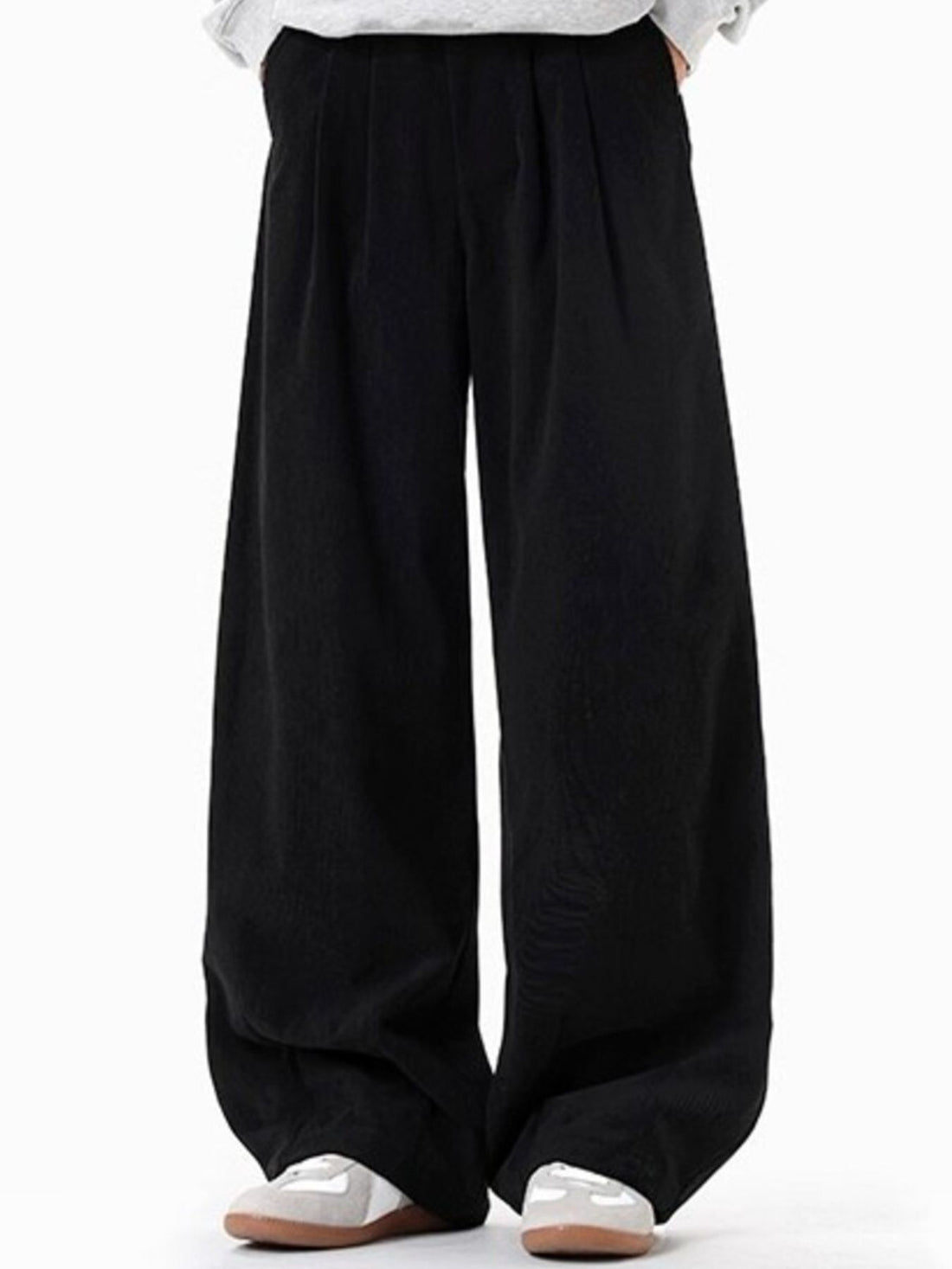 Men's Plus Size Pleated Detail Wide Leg Pants - cas7m