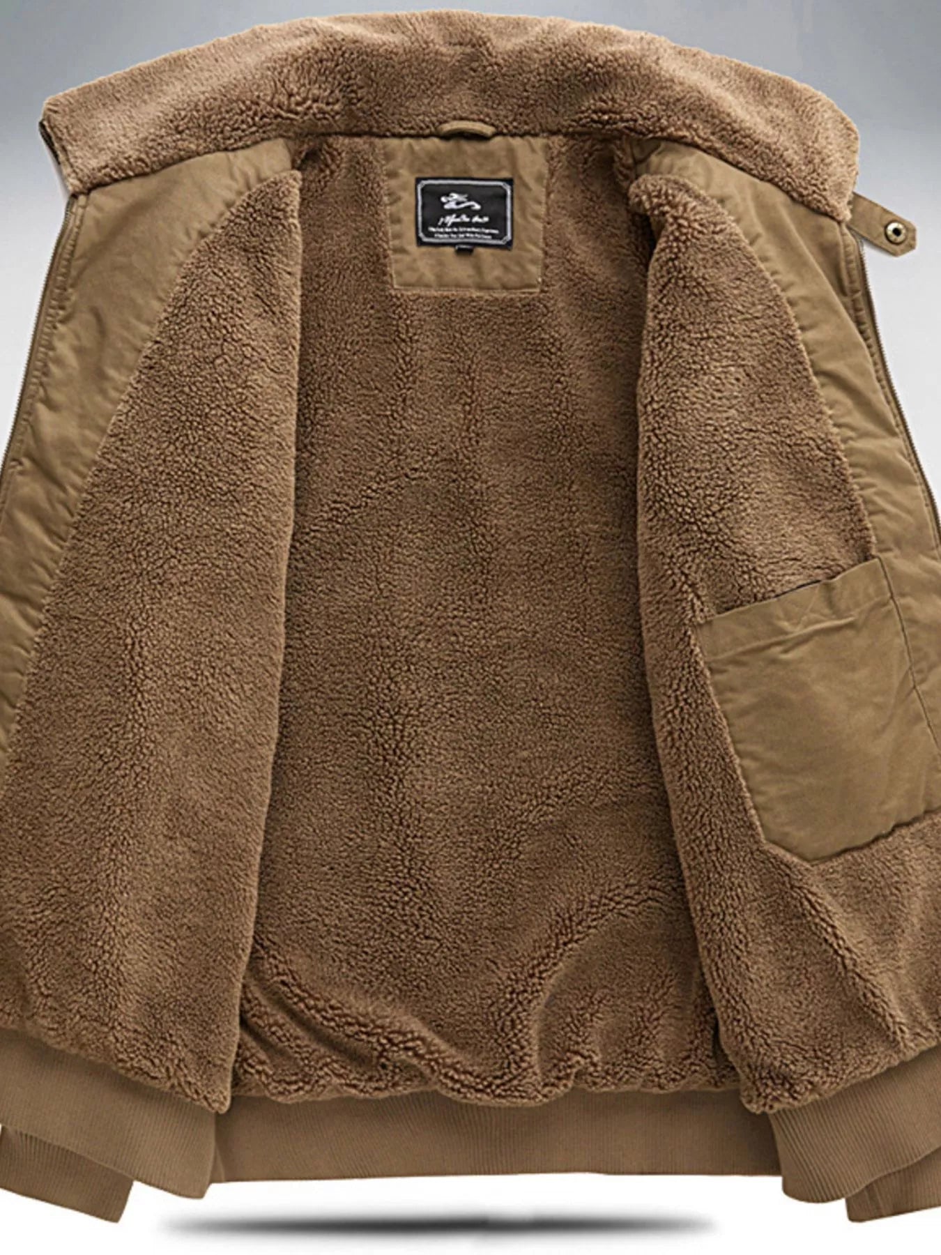 Men's Plus Size Sherpa Lined Zip Up Jacket - cas7m