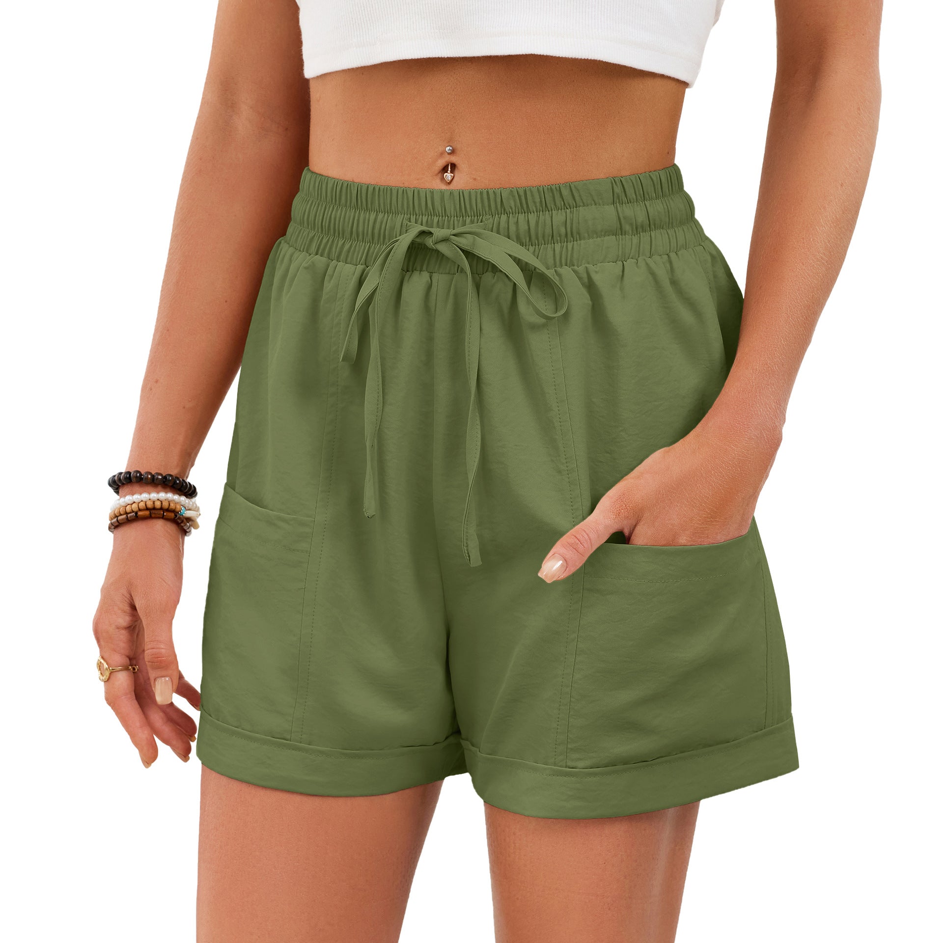 Casual Drawstring Elastic Waist Shorts - cas7m