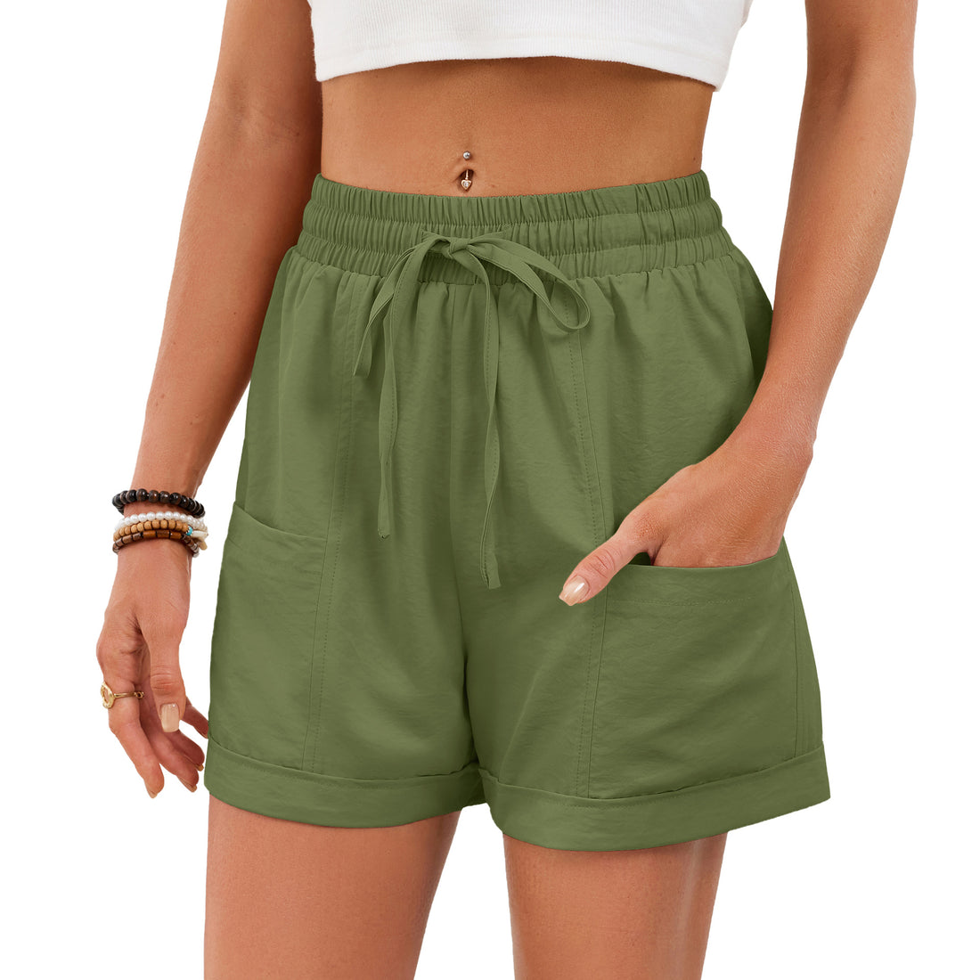 Casual Drawstring Elastic Waist Shorts - cas7m