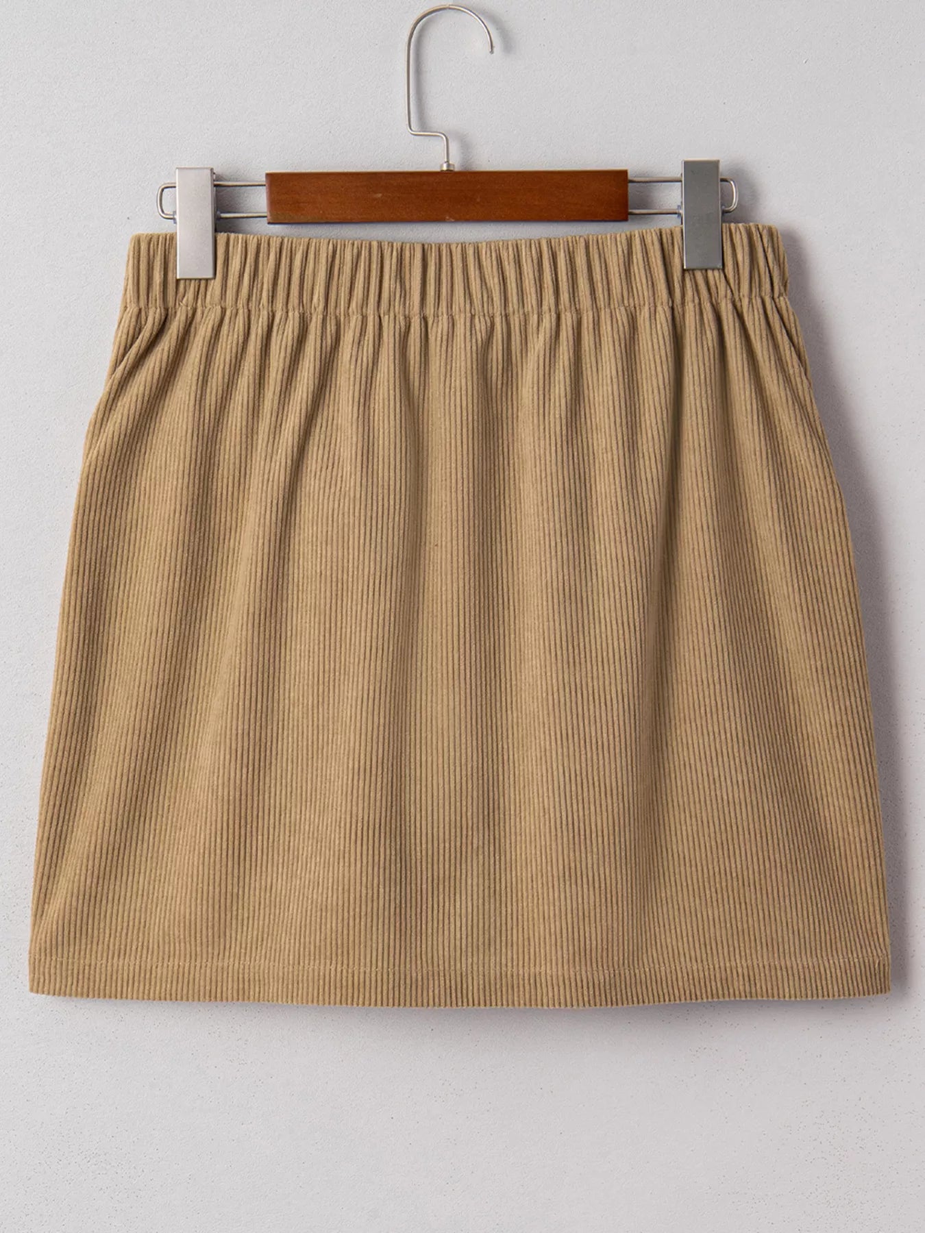Corduroy Buttoned Front Mini Skirt - cas7m