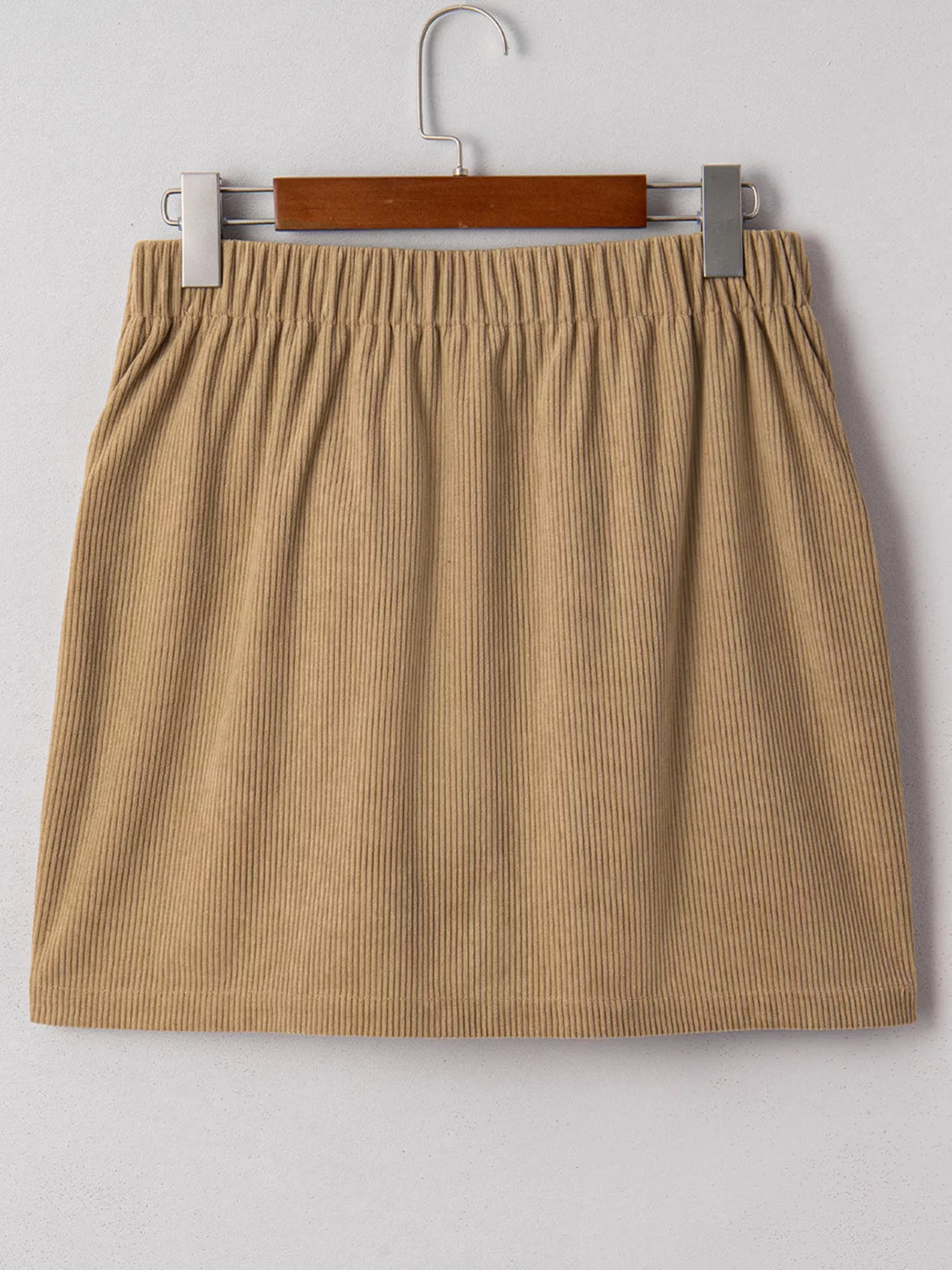 Corduroy Buttoned Front Mini Skirt - cas7m