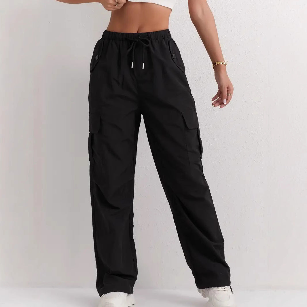 High Waist Drooping Quick-drying Leisure Wide Leg Track Pants - cas7m