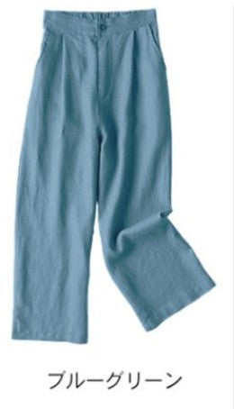 Cotton Linen Women's Wide Leg Thin Casual Pants - cas7m