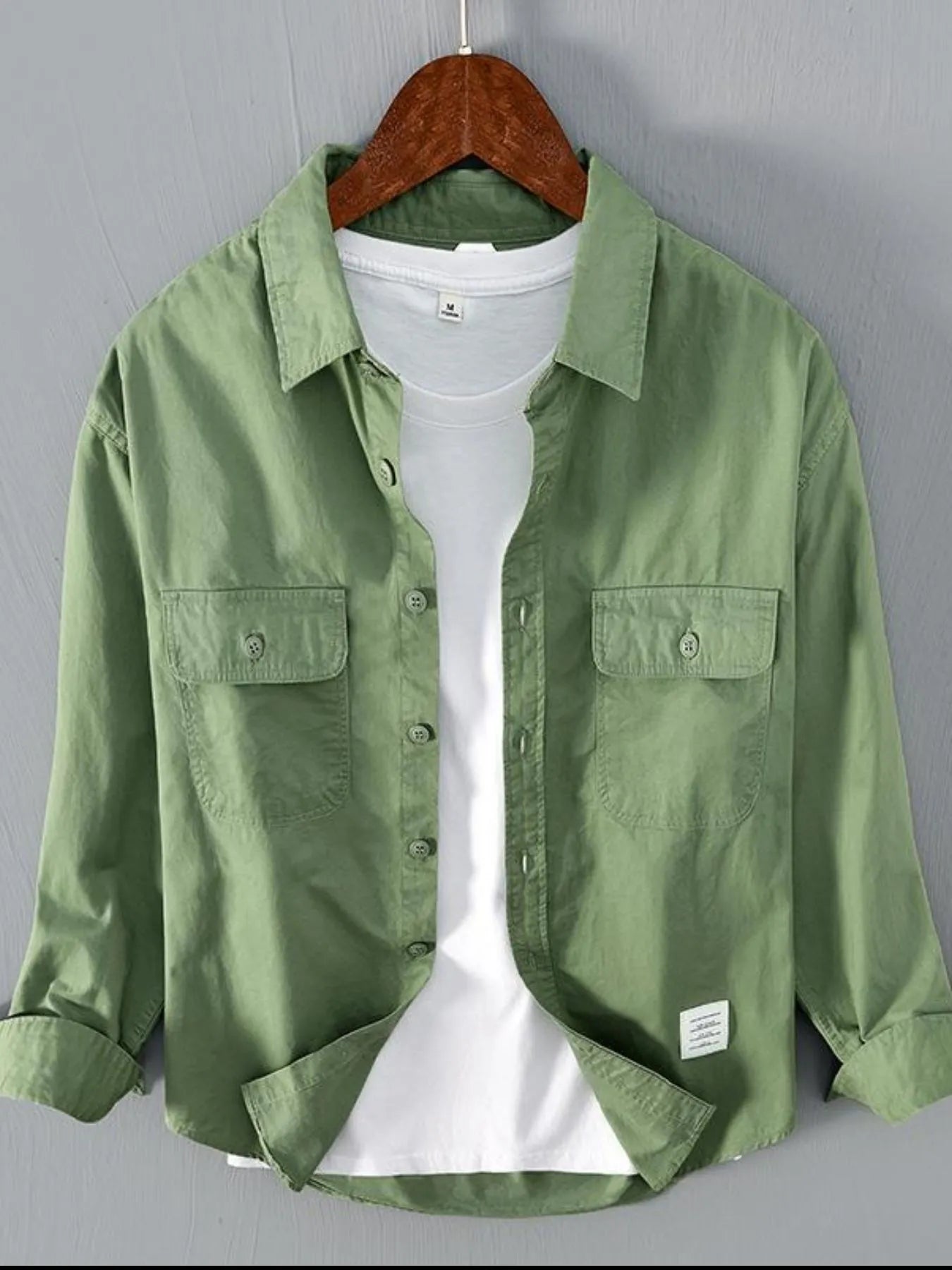 Men's Plus Size Button Up Long Sleeve Shirt - cas7m