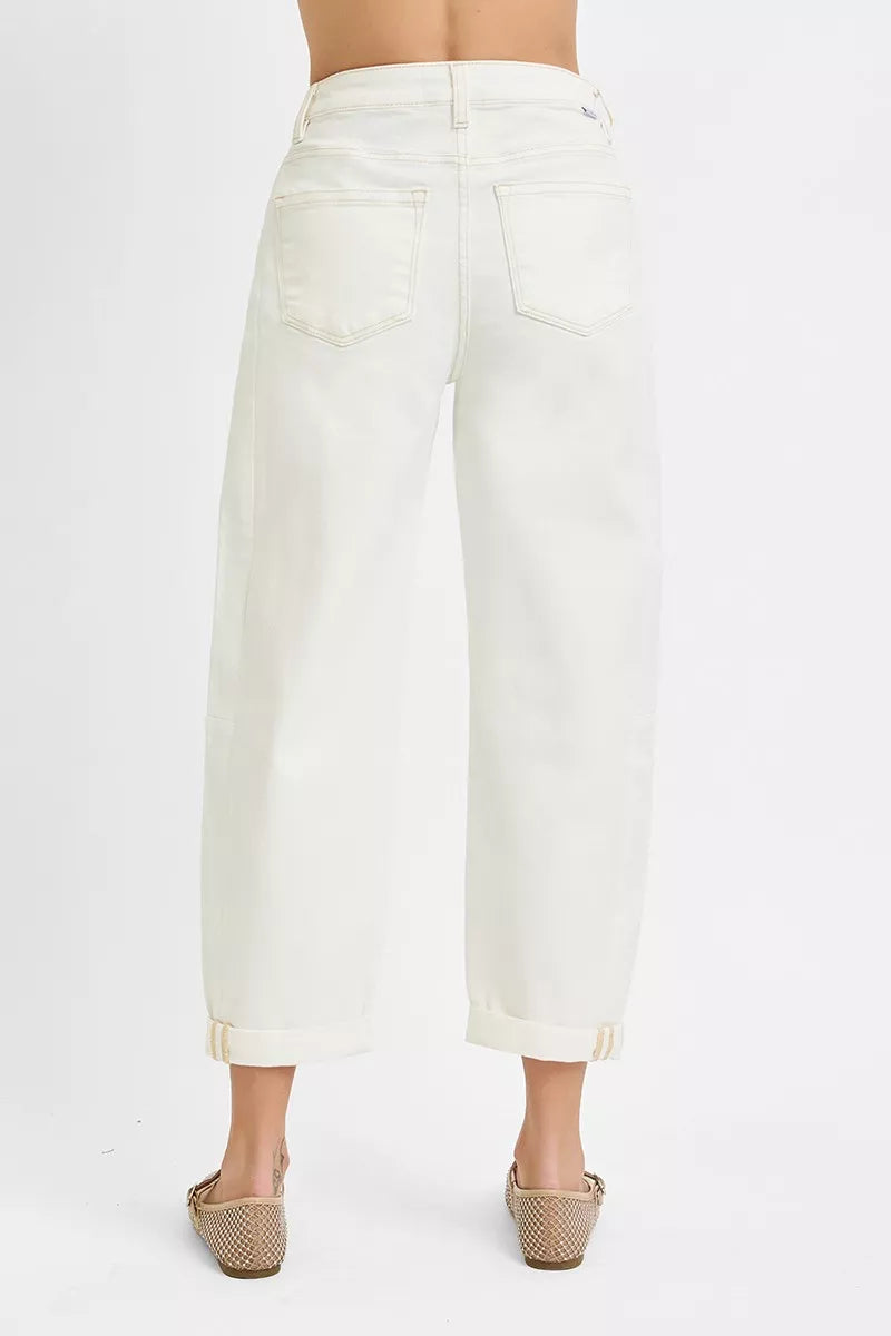 RISEN Full Size High Rise Barrel Cropped Jeans Plus Size - cas7m