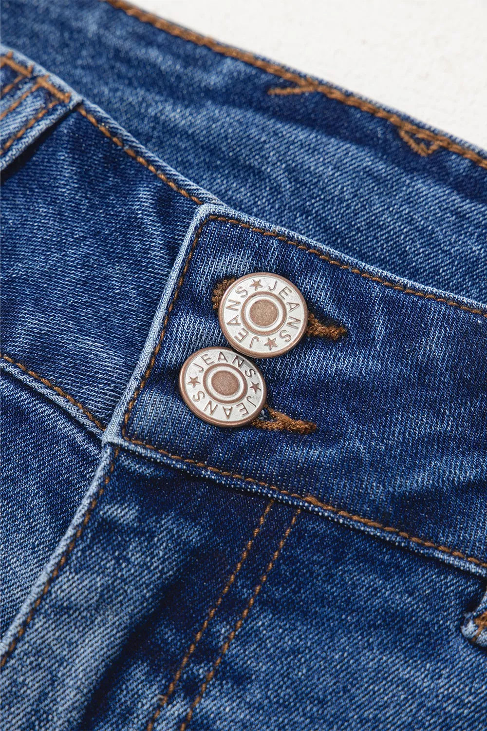 Double Button Zip Fly Straight Leg Jeans - cas7m