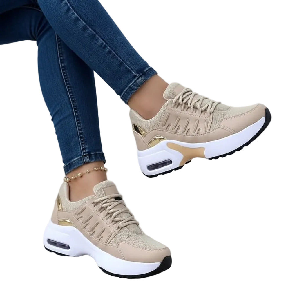 Lace Up Sneakers Women Wedge Heel Running Sports Shoes - cas7m