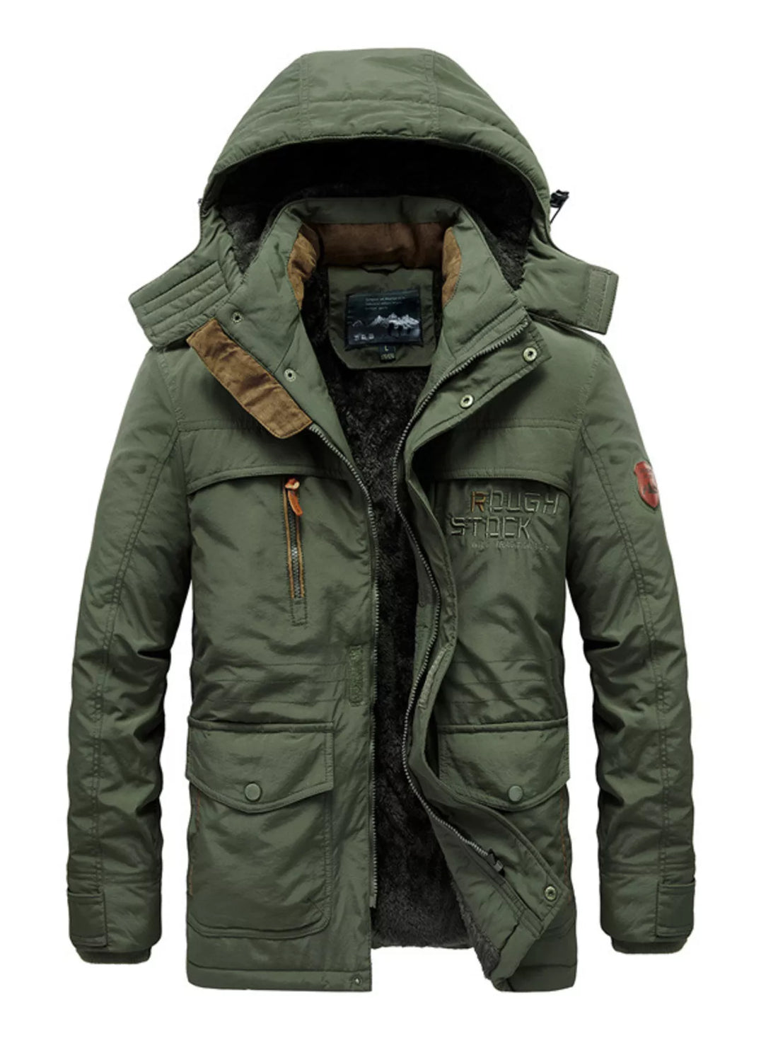 Men's Plus Size Zip Up Hooded Parka Coat - cas7m