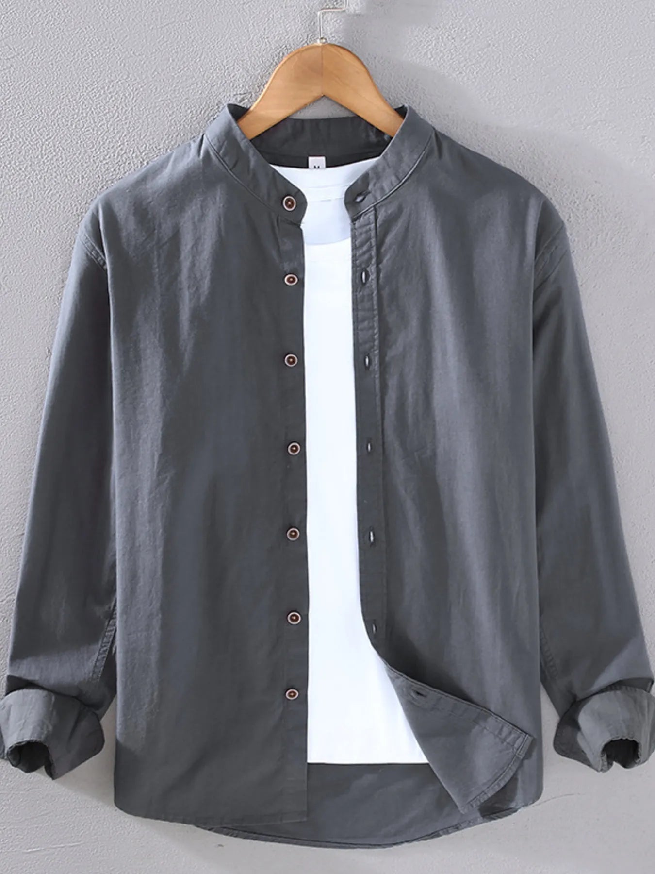 Men's Plus Size Button Up Long Sleeve Shirt - cas7m
