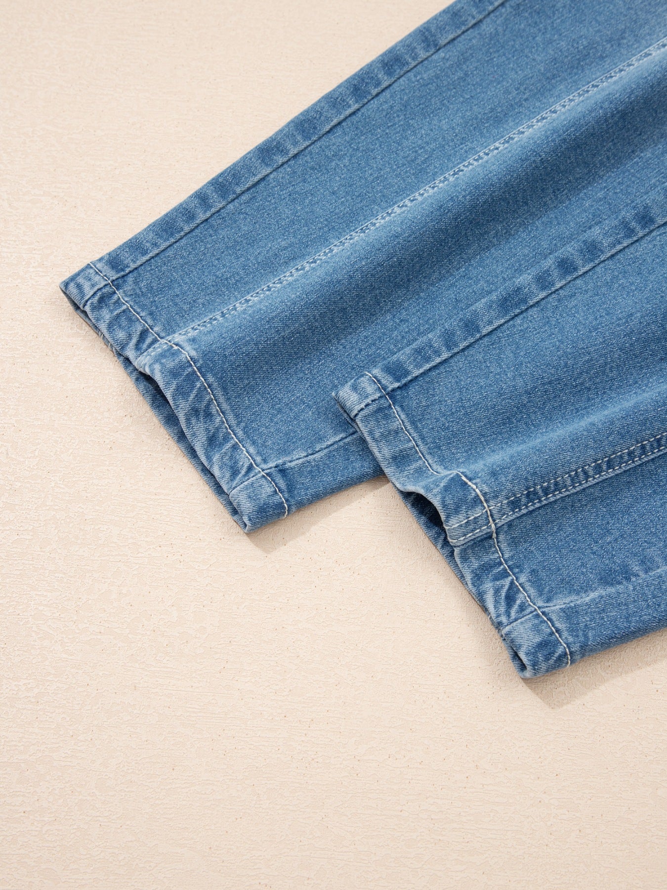 Washed Cuffed Barrel Jeans - cas7m