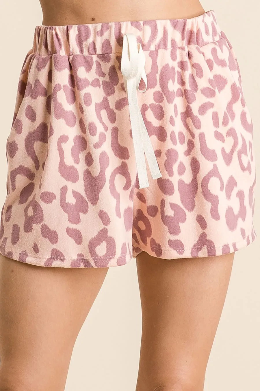 BiBi Leopard Shorts with Twill Tape Drawstring - cas7m