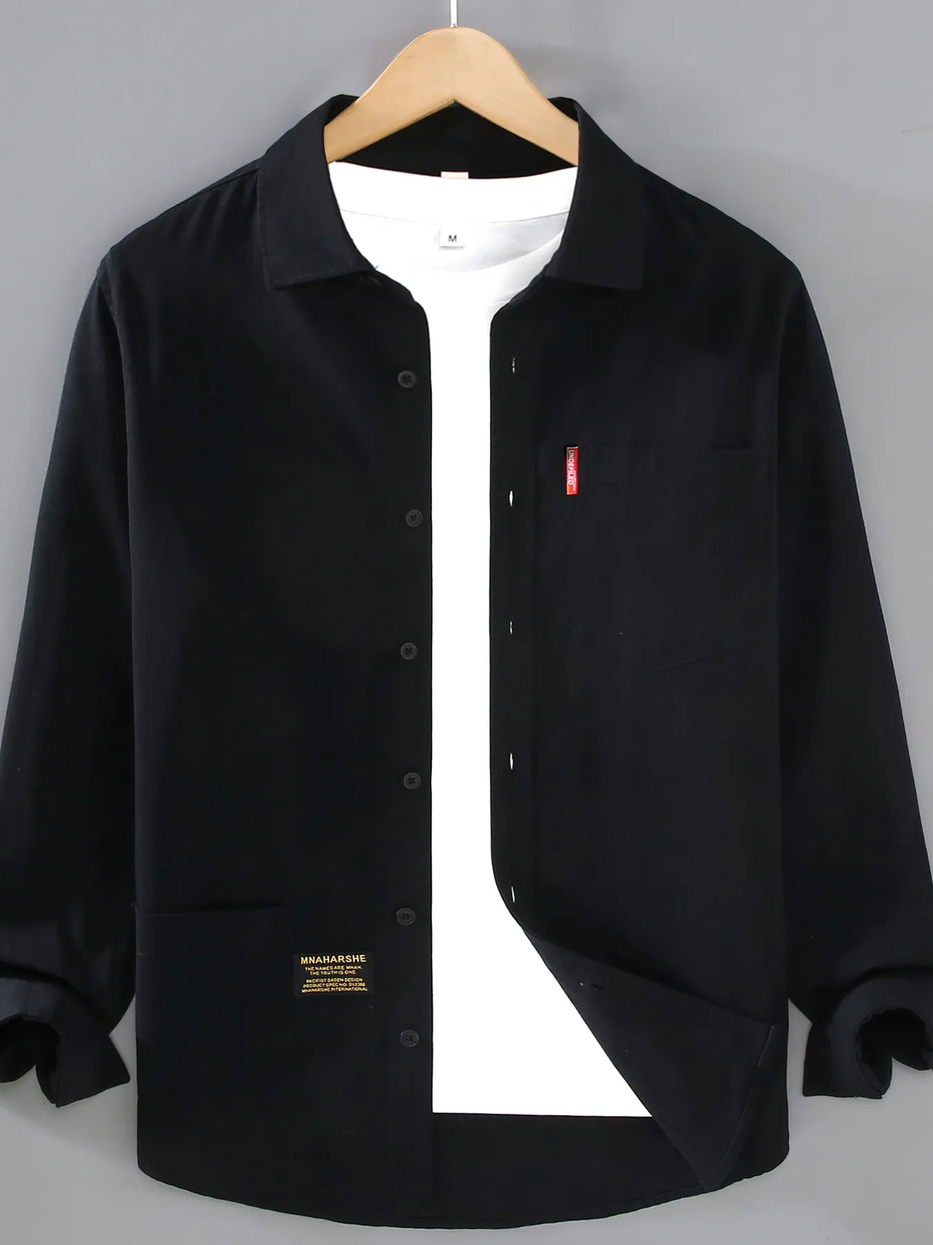 Men's Plus Size Button Up Long Sleeve Shirt - cas7m