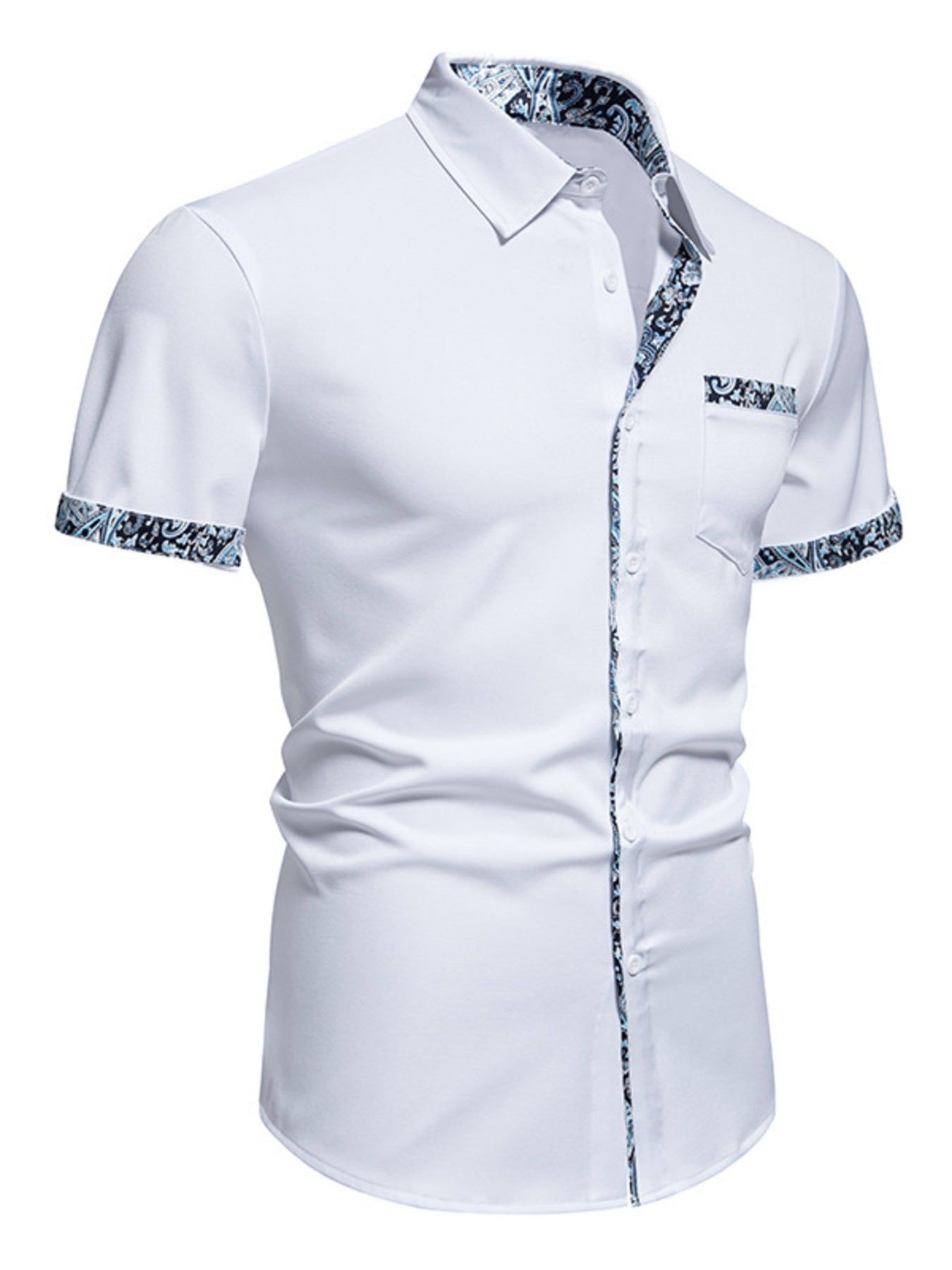Men's Button Up Short Sleeve Shirt - cas7m