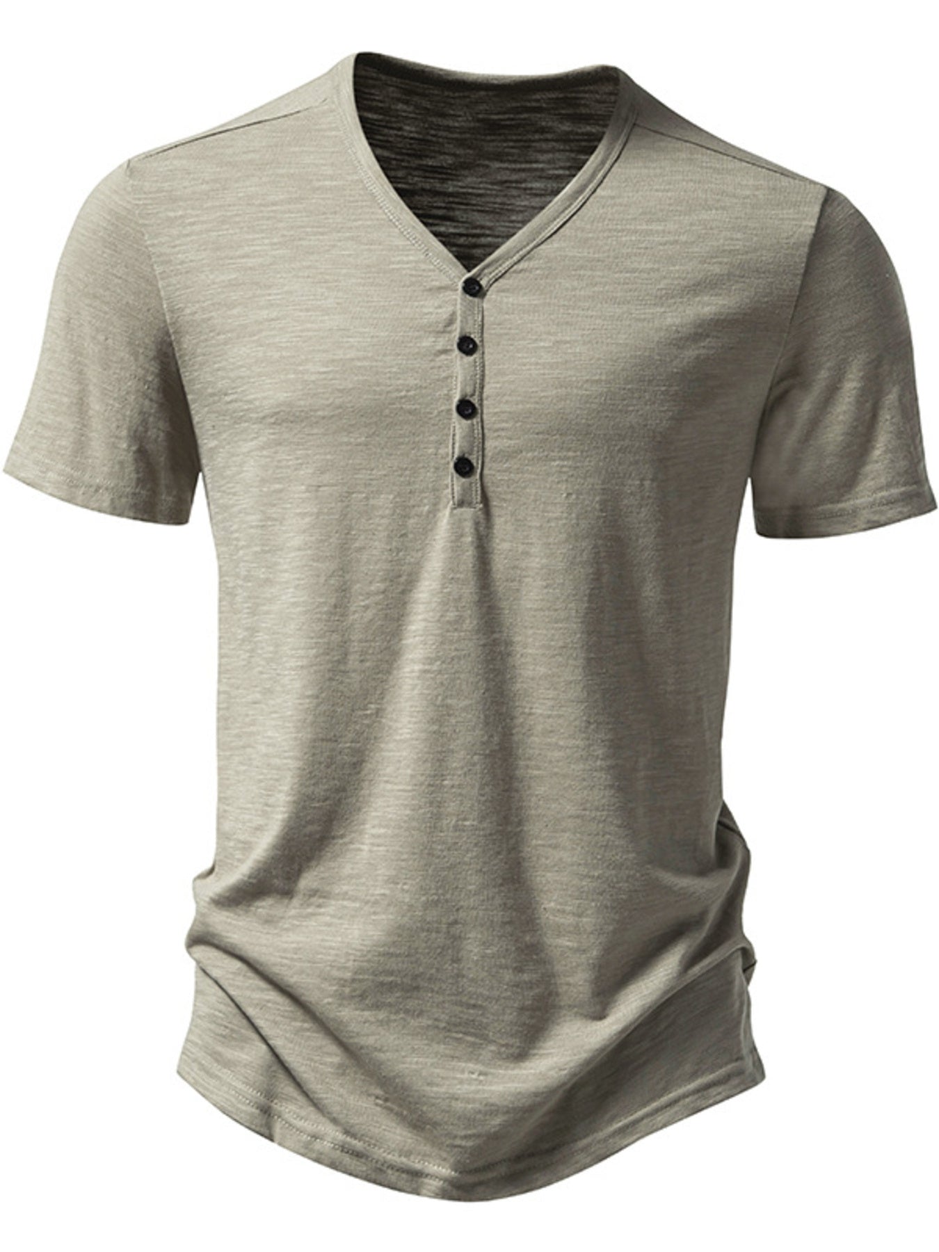 Men's Casual Button Detail T-Shirt - cas7m