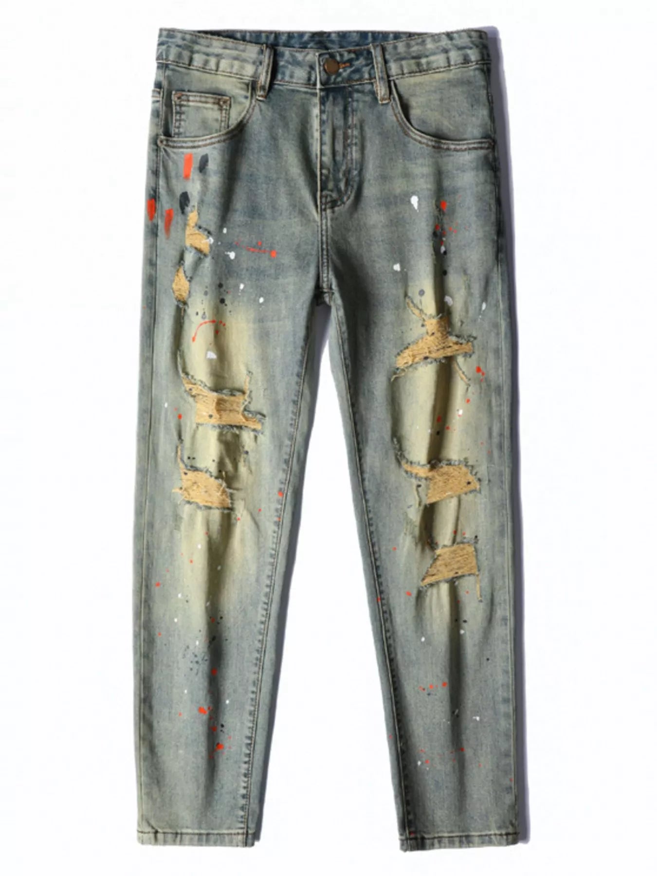 Men's Distressed Slim Fit Jeans - cas7m