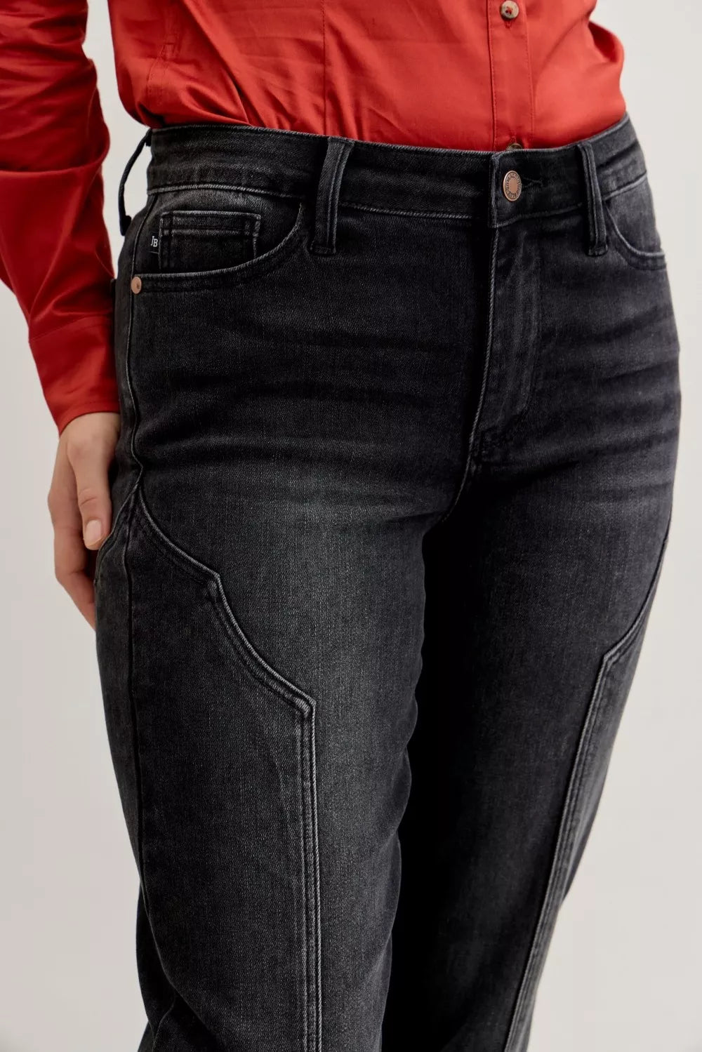 Judy Blue Mid Rise Straight Western Seam Detail Jeans - cas7m