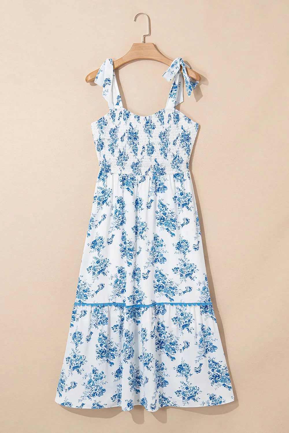Printed Tie Shoulder Dress - cas7m