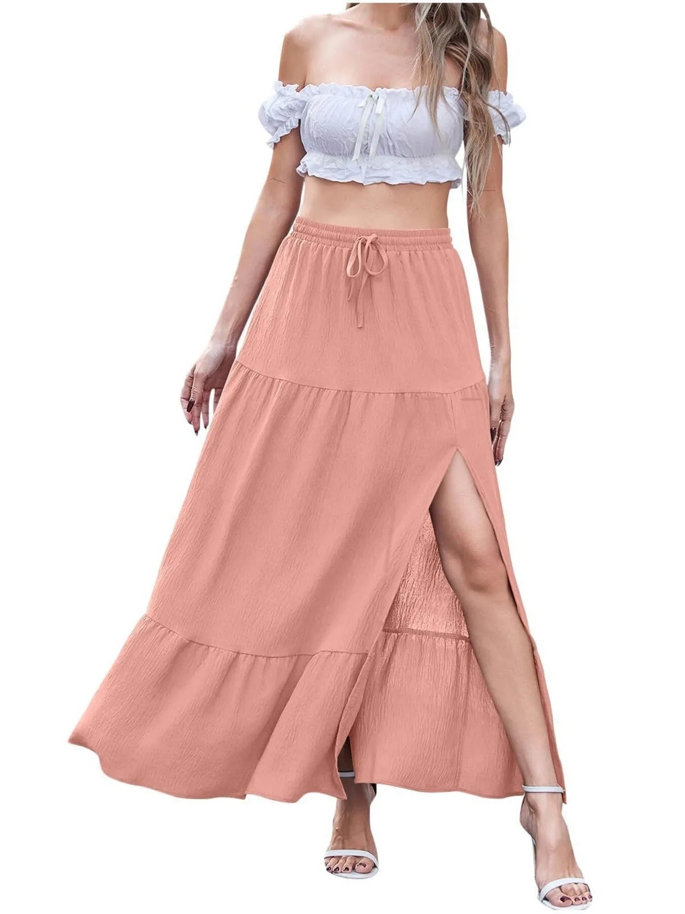 Full Size Slit Maxi Skirt Plus Size - cas7m